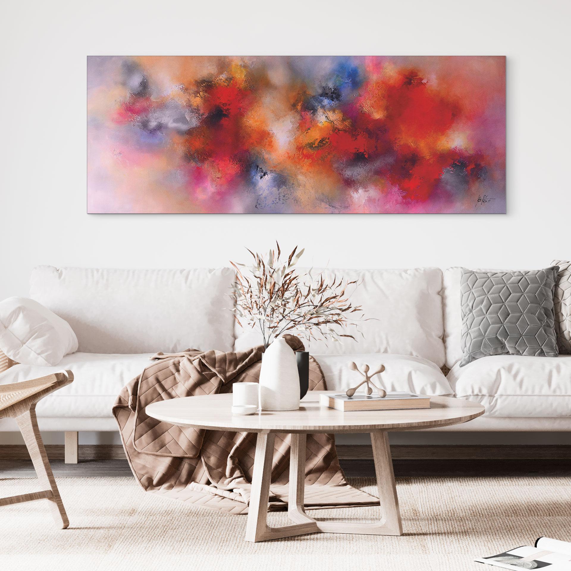 Fototapet Abstrakt farveeksplosion - Fedrau - Panorama – print på aluminium (Alu-Dibond)