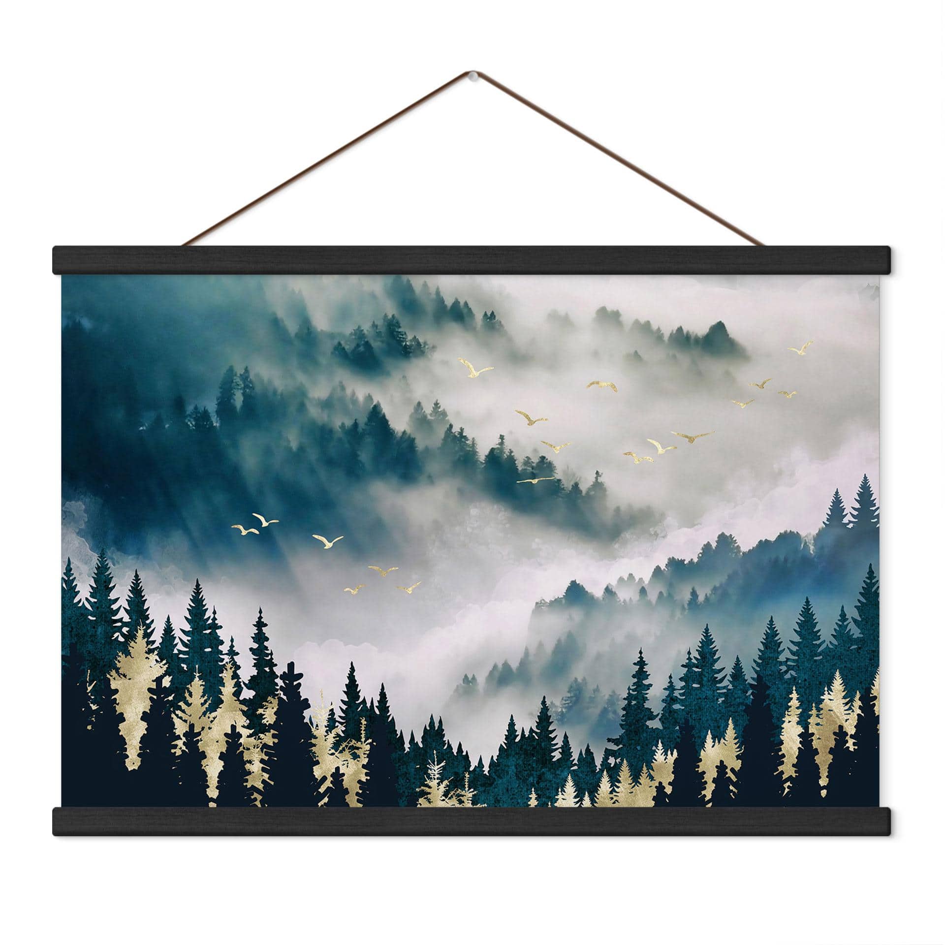 Textielposter Mysterieuze mist in het bos - SpaceFrog Designs
