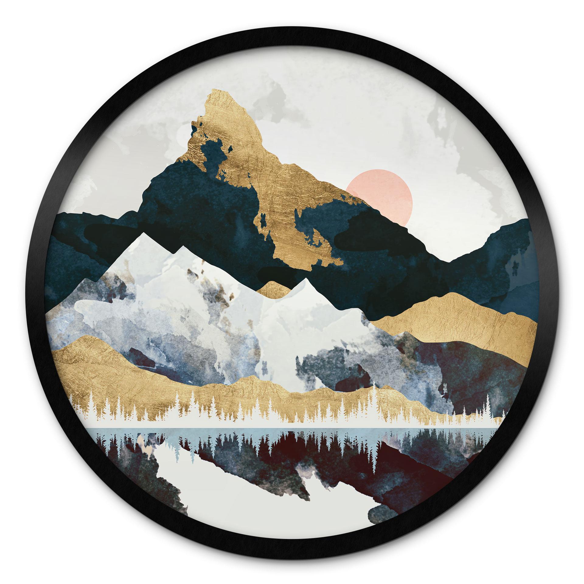 Poster Reflektion av ett vinterlandskap - SpaceFrog Designs - Round