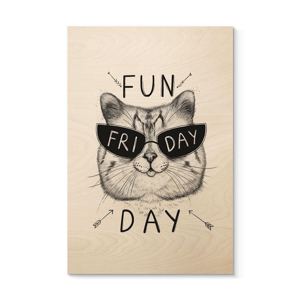 Billedkat i træ med solbriller - Fun Friday Cat - Korenkova