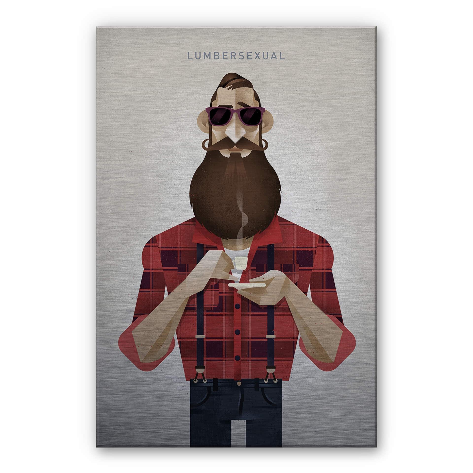 Dibond Schilderij met zilver effect Braun - Lumbersexual