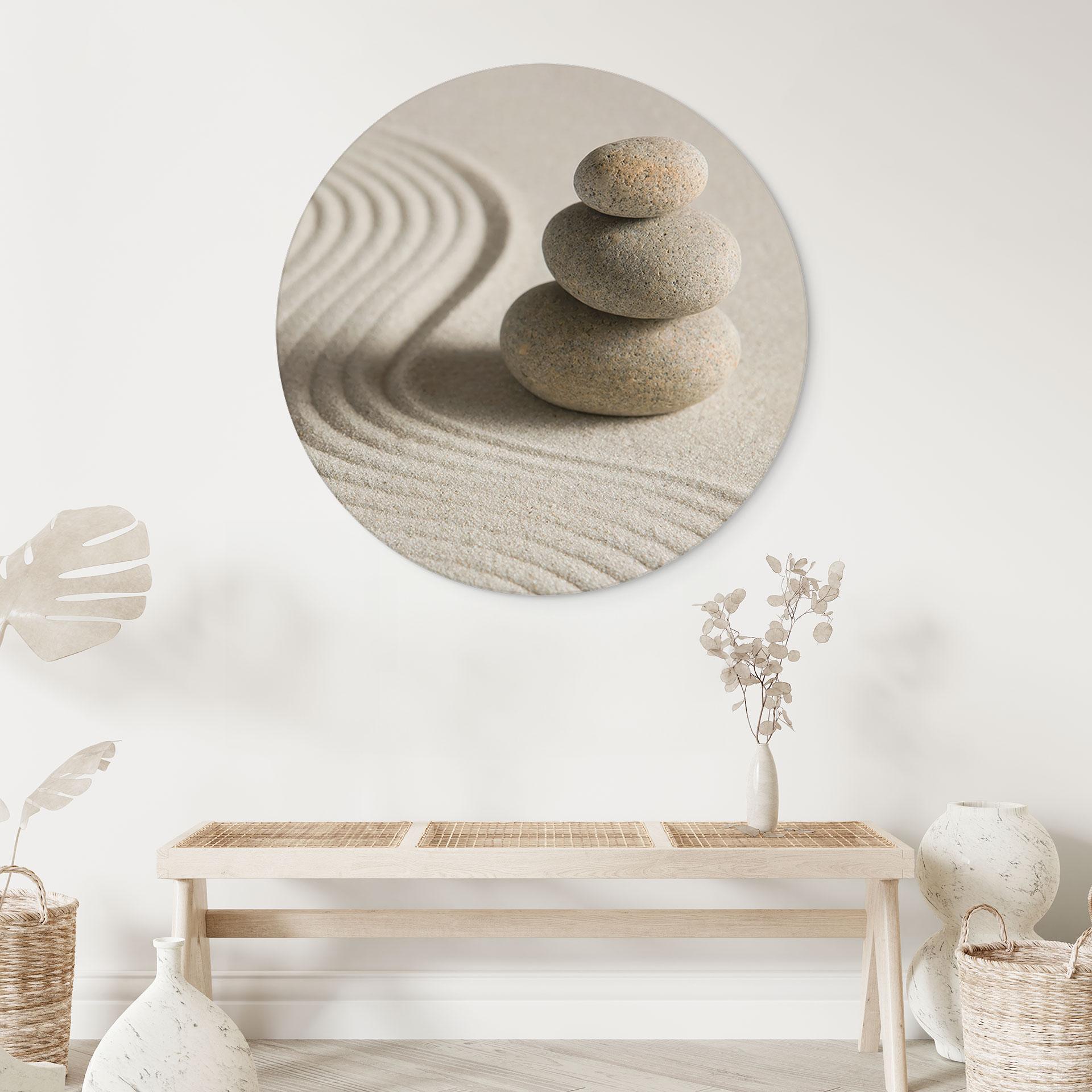 Billede Stone in Sand 2 - rund – print på aluminium (Alu-Dibond)