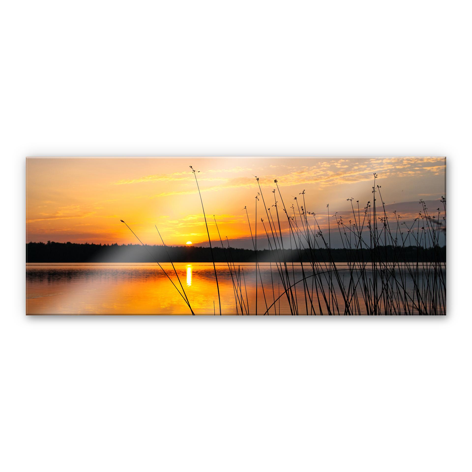 Akrylbillede Solnedgang ved søen - Panorama