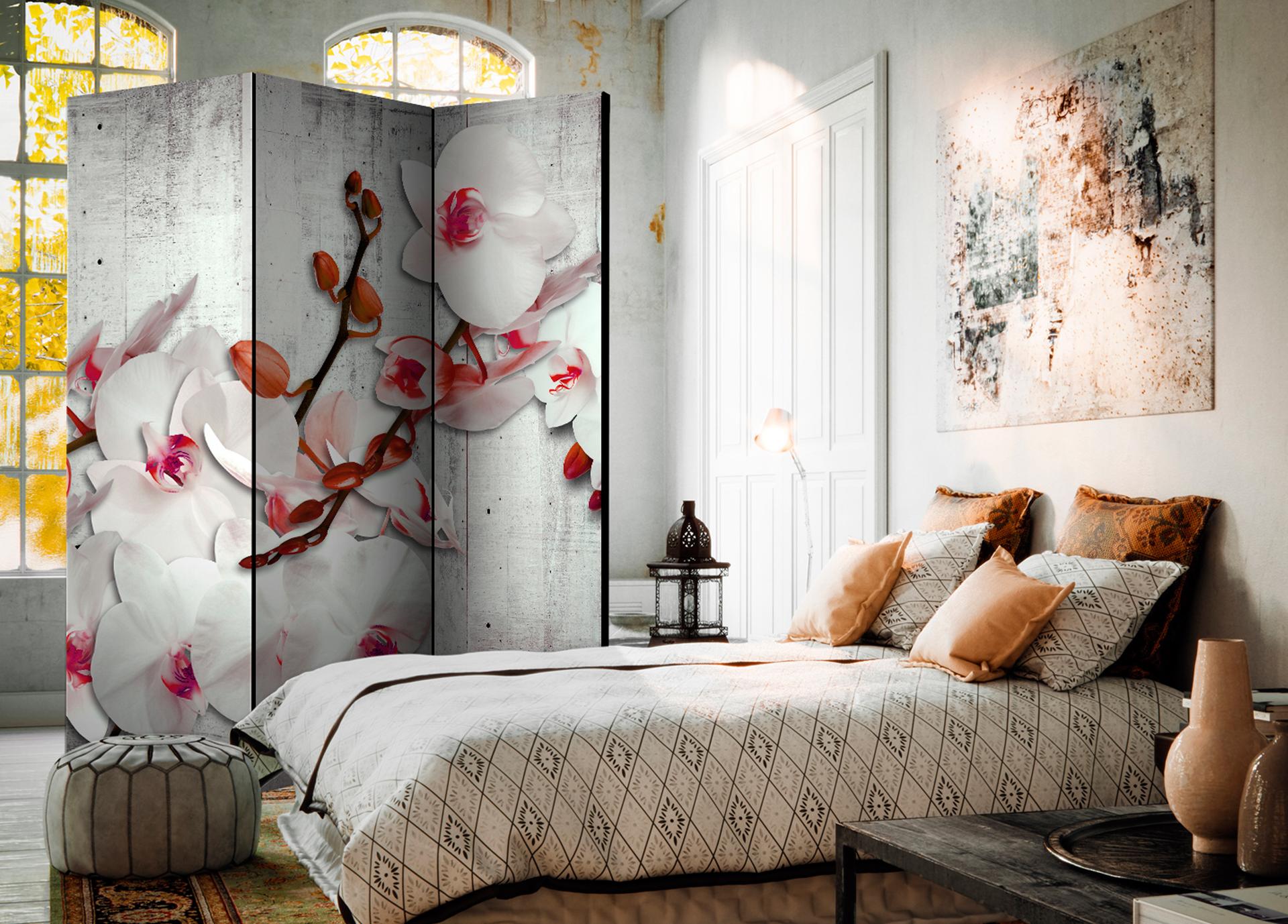 Schermo divisorio - Orchidea di cemento, 3 pezzi - 135x172 cm