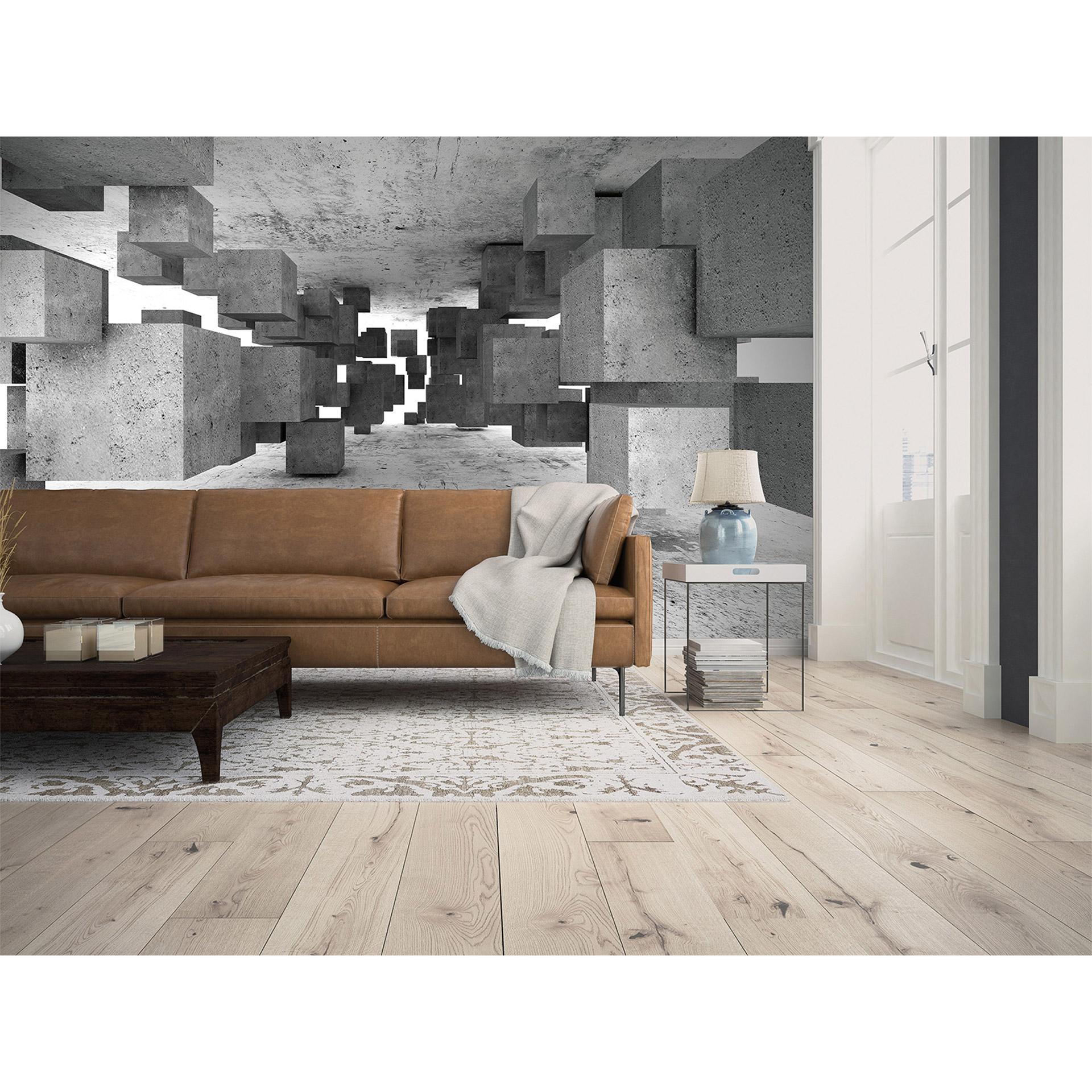 GFotapestry designvægge i grå og hvidt non-woven tapet ConcreteTetris betonlook