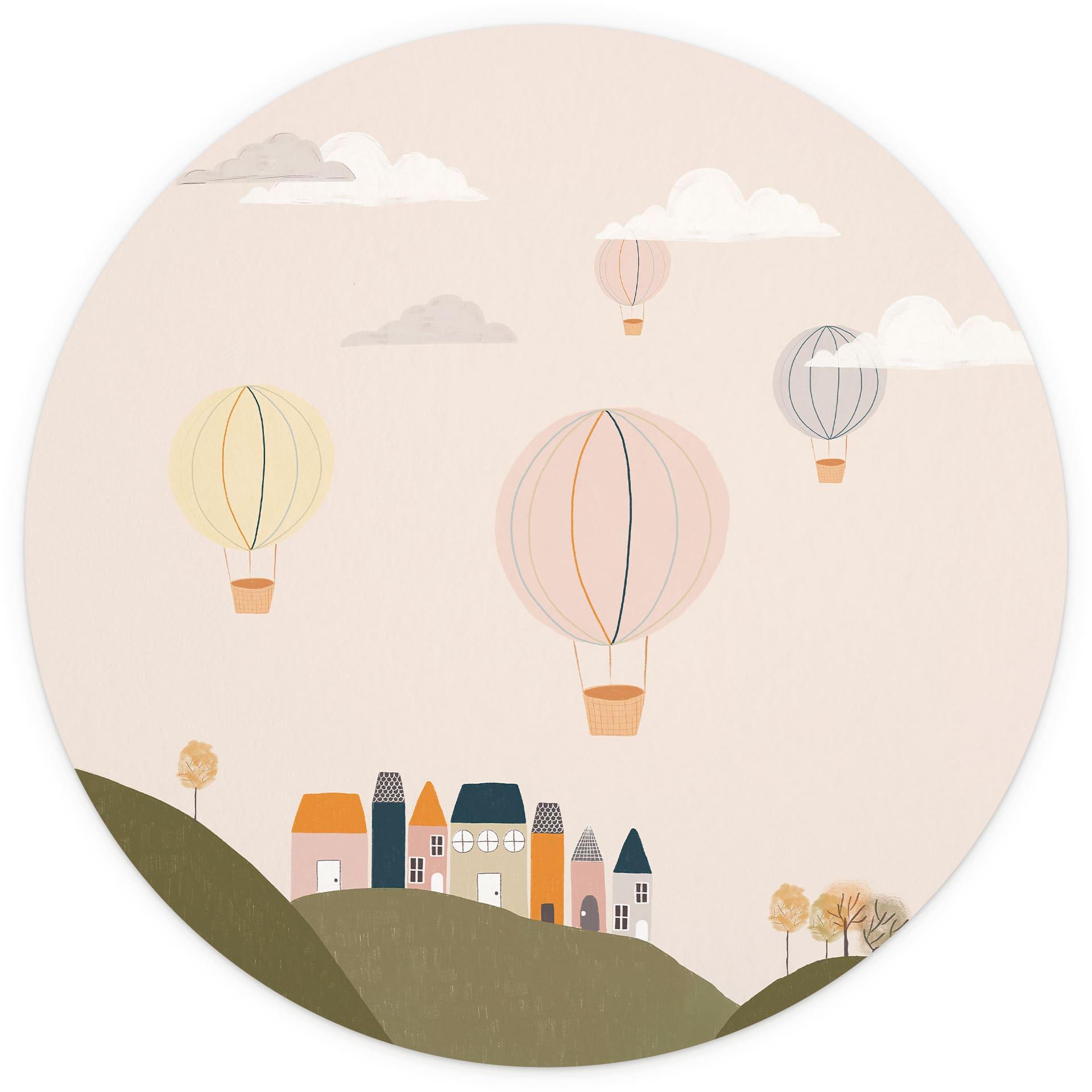Fototapete Bunte Heißluftballons am Himmel - Menina Lisboa - Rund - Selbstklebend/Vlies