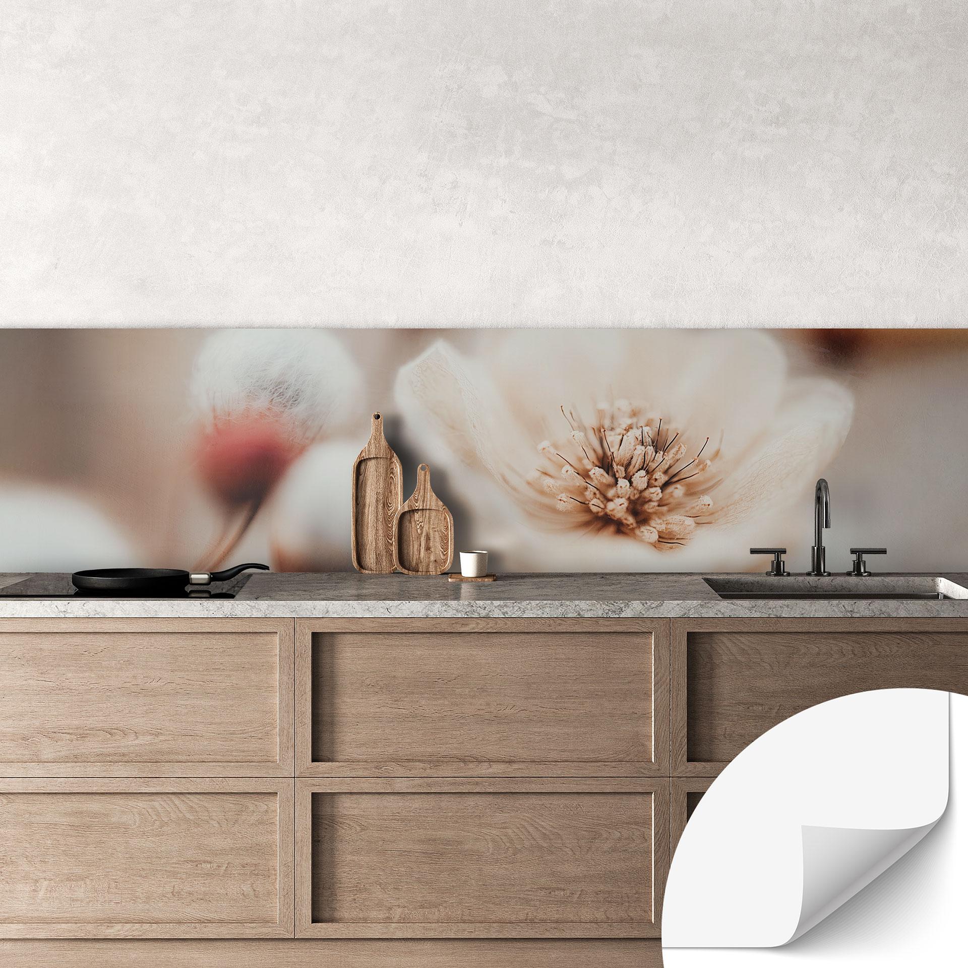 Selvklæbende stænkplade til køkken Boho Blossom Soft Beige - Treechild