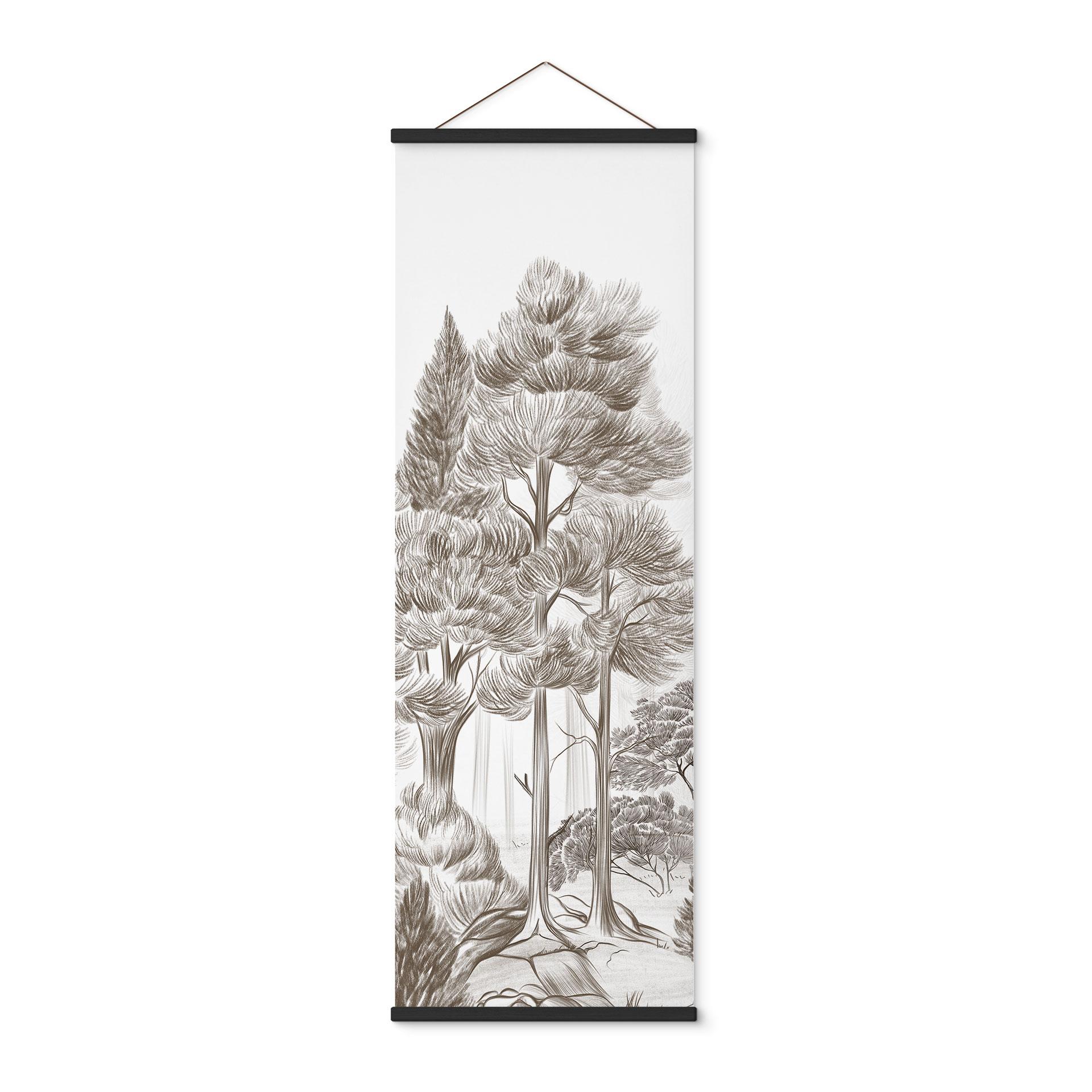 Textielposter bos met boslandschap in beige - Ms Tiff - Panorama