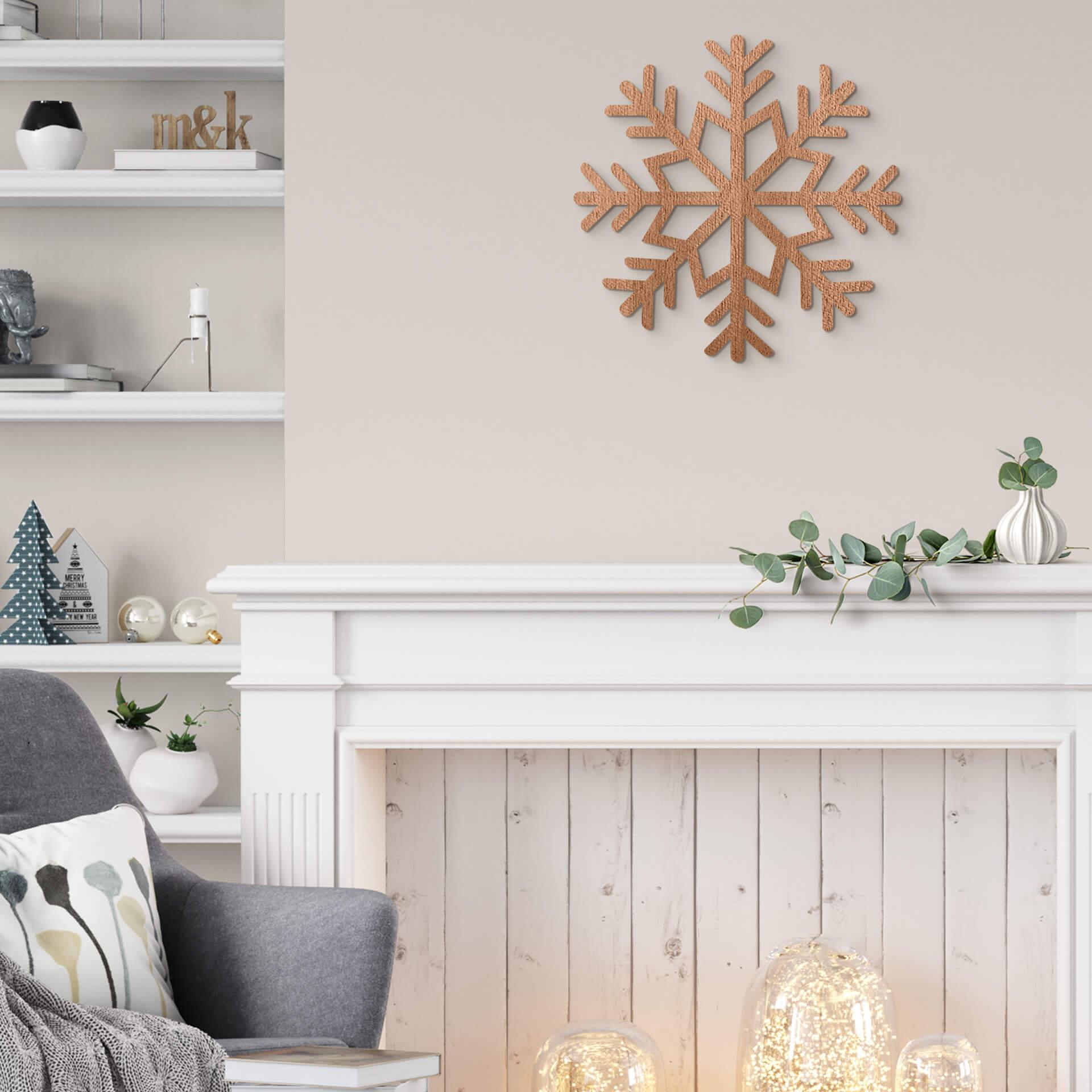 Décoration en bois placage acajou flocon de neige