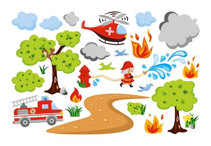 Juego de bomberos para ventana