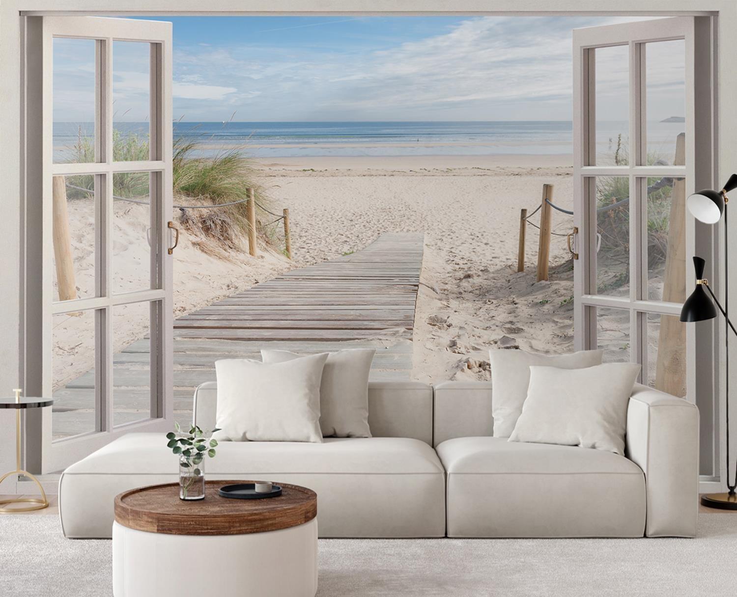 Fototapete Fensterblick Strand Meer Natur