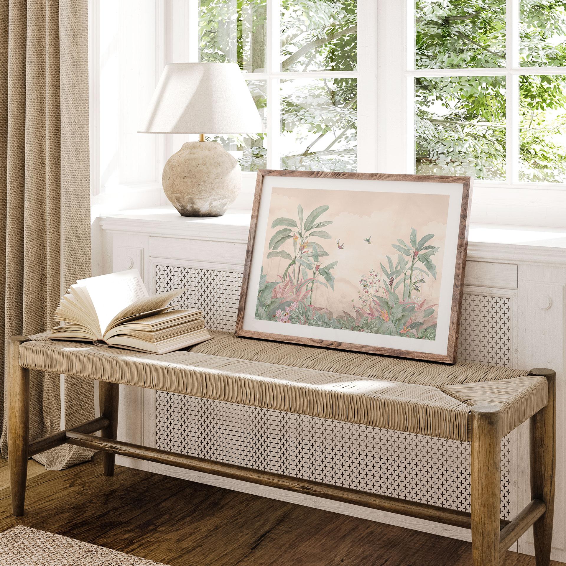 Jungle Plakat Tropical Idyll med kolibri abrikos - Bloomery Decor