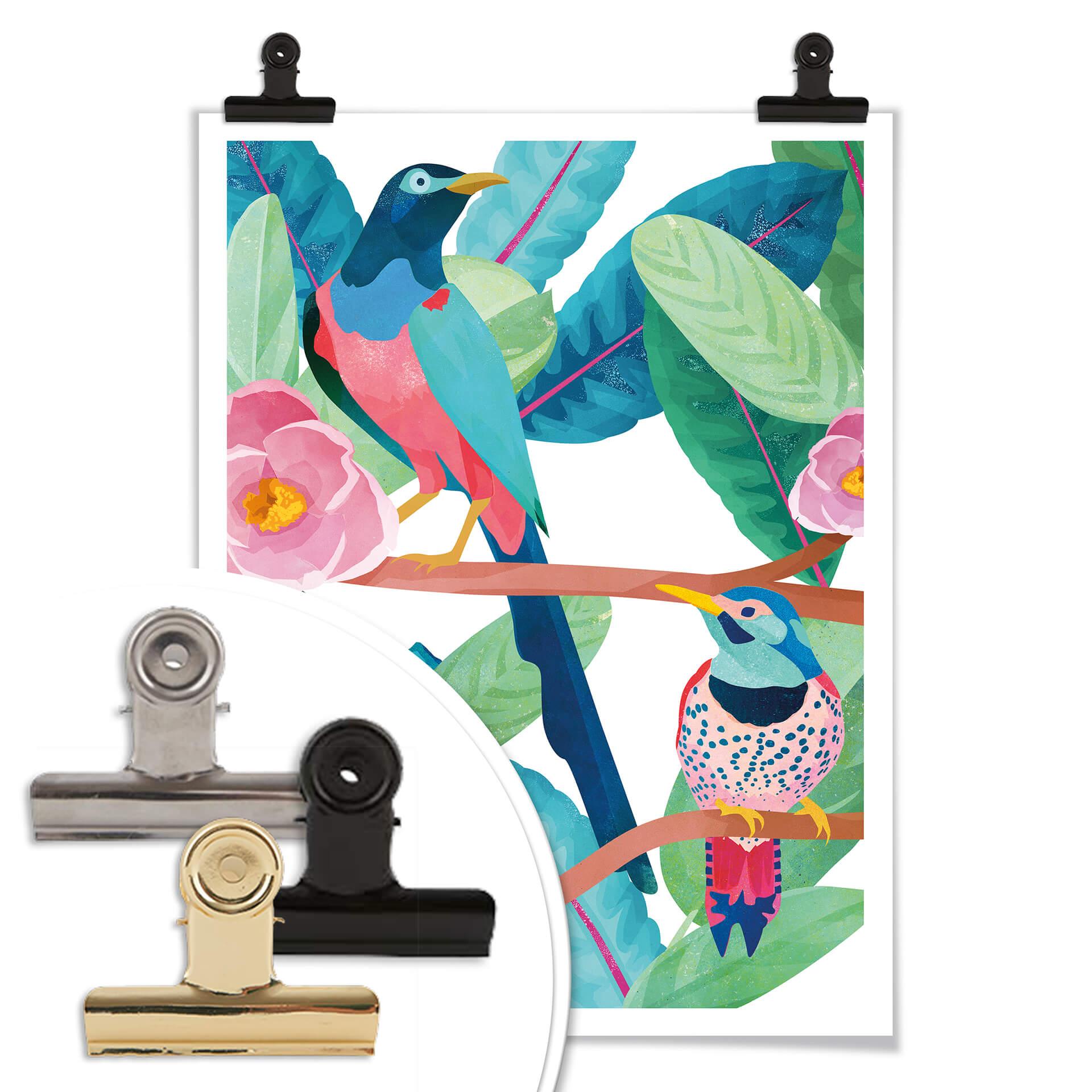 Póster Goed Blauw - Pájaros en primavera