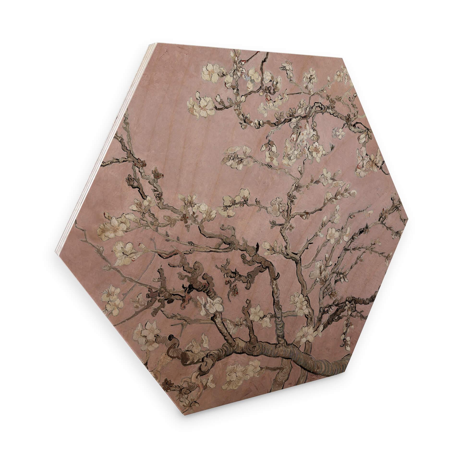 Hexagone - Bois - van Gogh - Amandier en fleurs rose