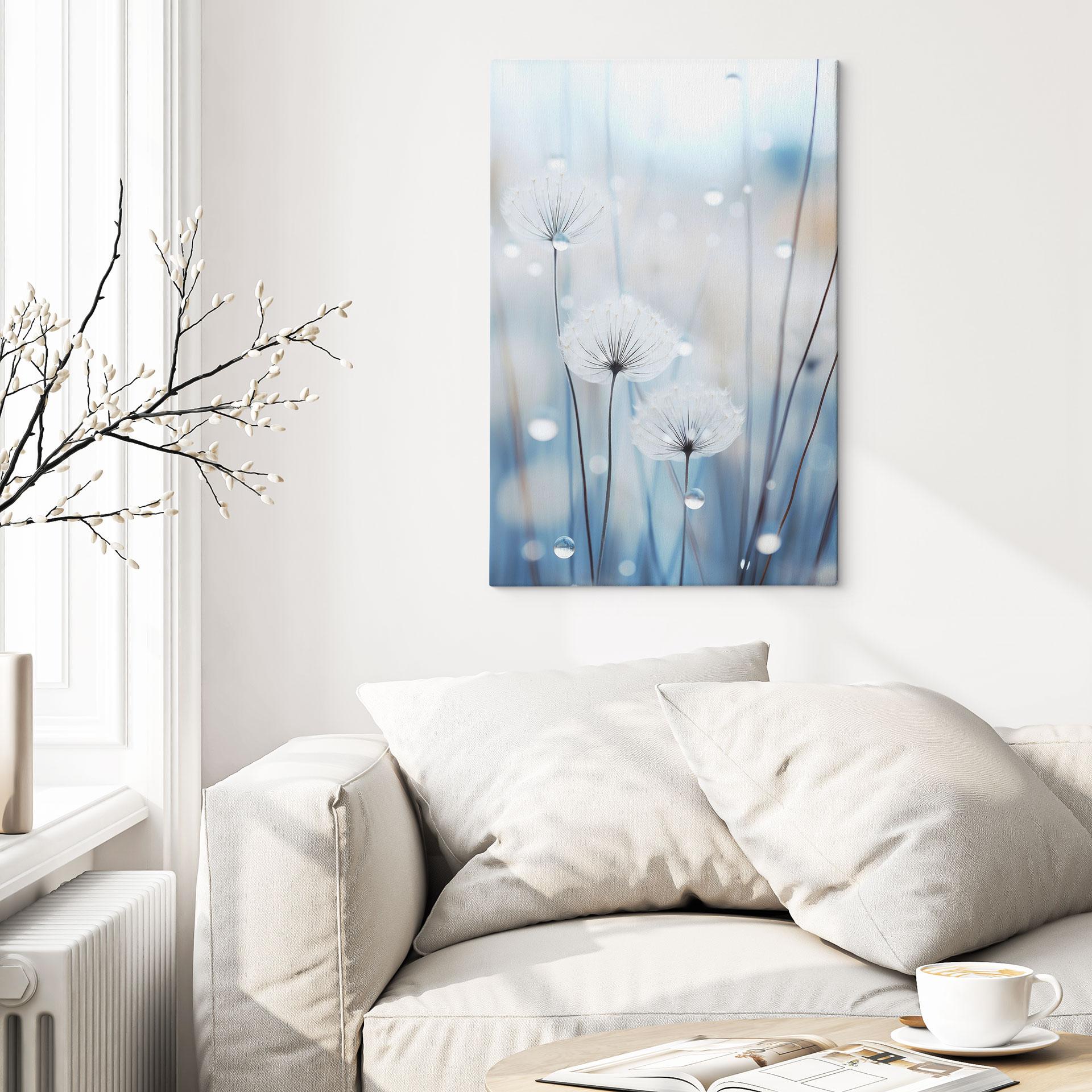 Canvasbillede af dugperler på mælkebøtter - Treechild
