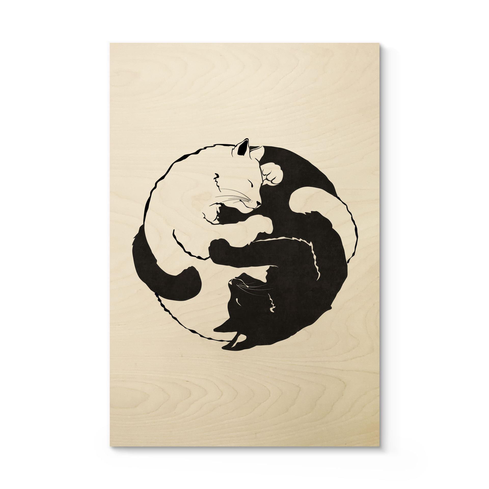 Billede af træ katte Ying & Yang - Tunaboylu