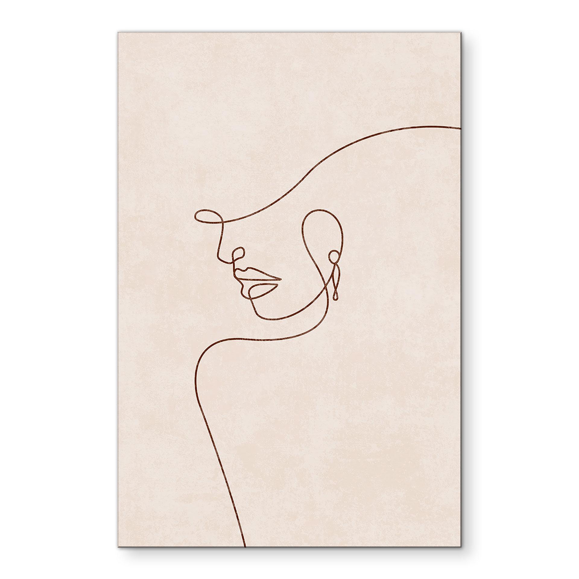 Billede Delikate konturer af en kvinde - Line Art - Tunaboylu – print på aluminium (Alu-Dibond)