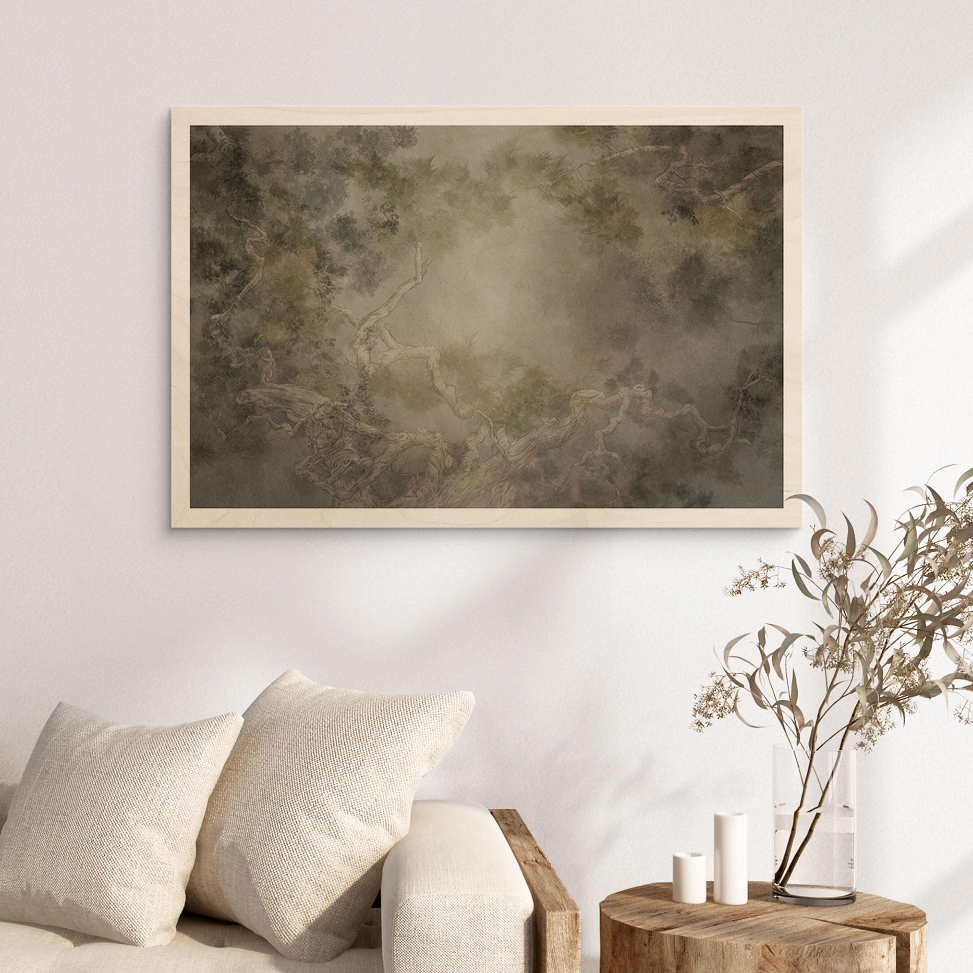 Holzbild Wald mit Blick in die Baumwipfel - Ms Tiff