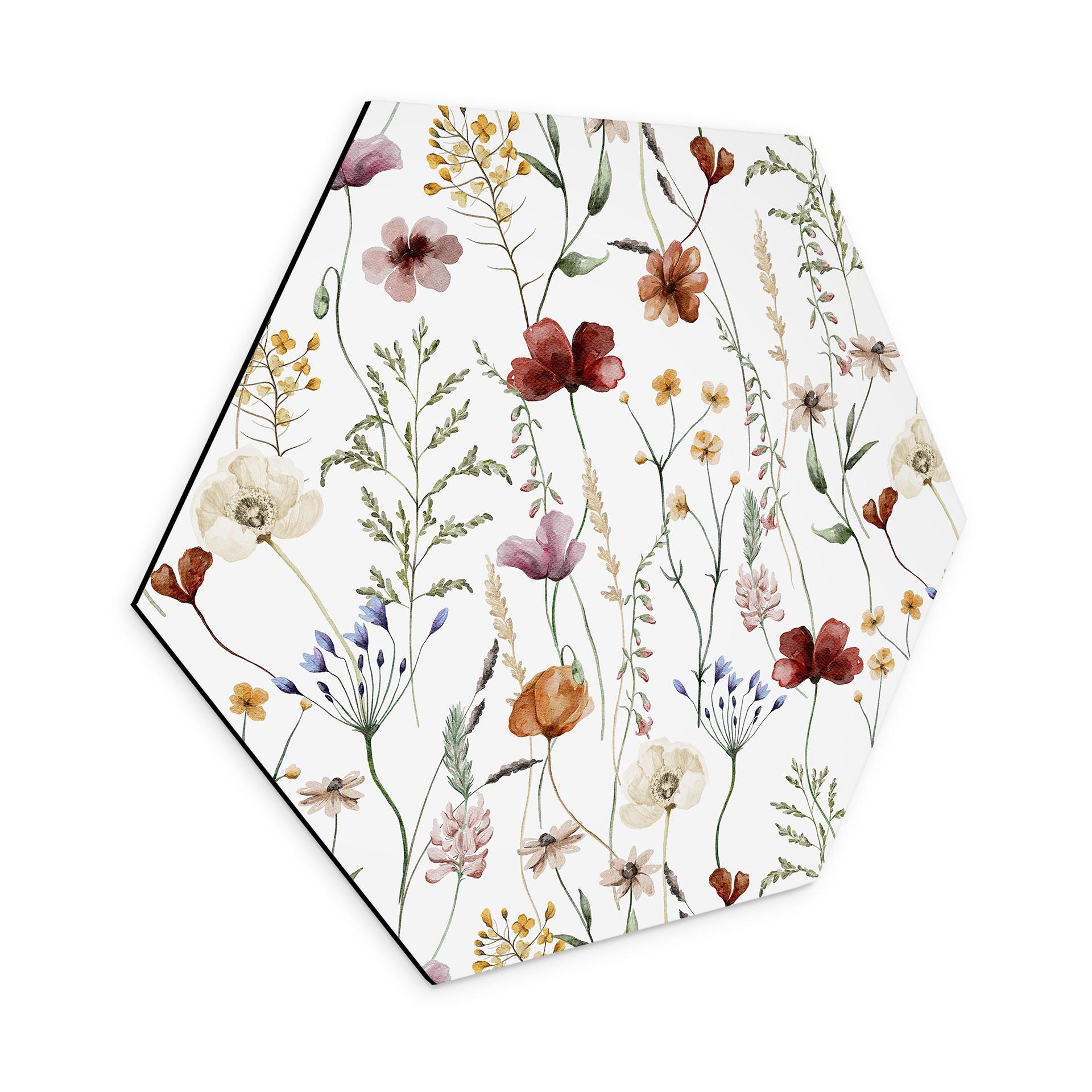 Hexagon Dibond Farverige vilde blomster - UN Designs