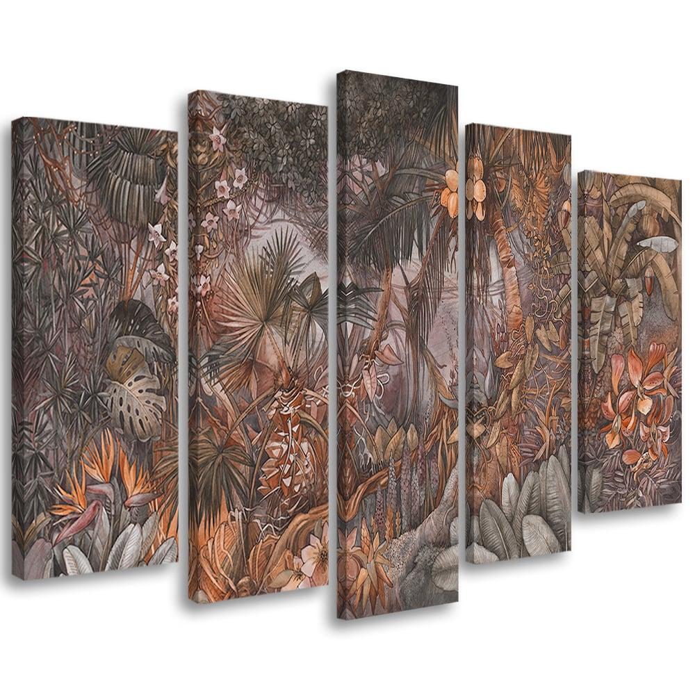 5 stykke lærredstryk Deep Jungle