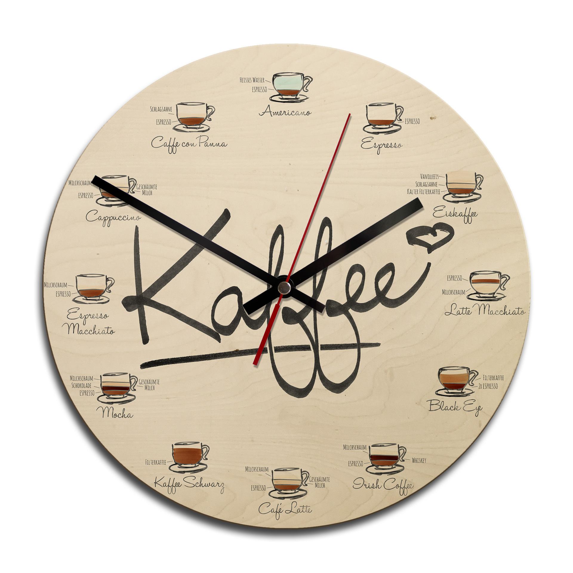 Horloge murale en bois - Sortes de café
