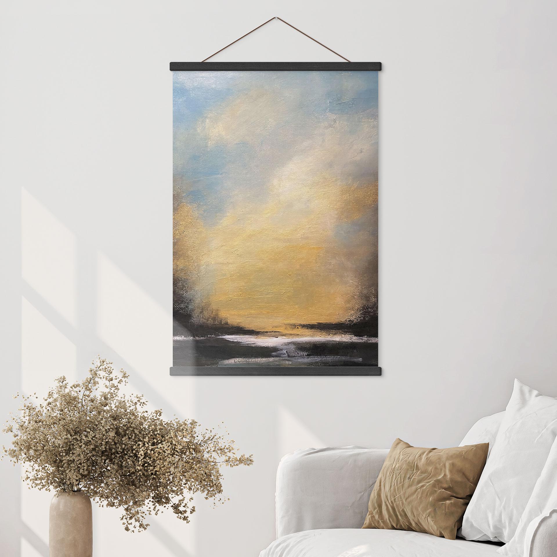 Póster de tela Luz dorada en el cielo del atardecer - Bergius