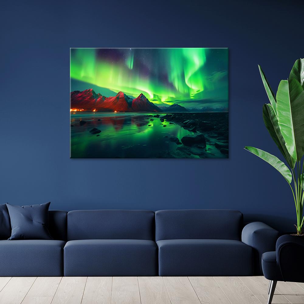 Canvasbillede, Nordlys natur