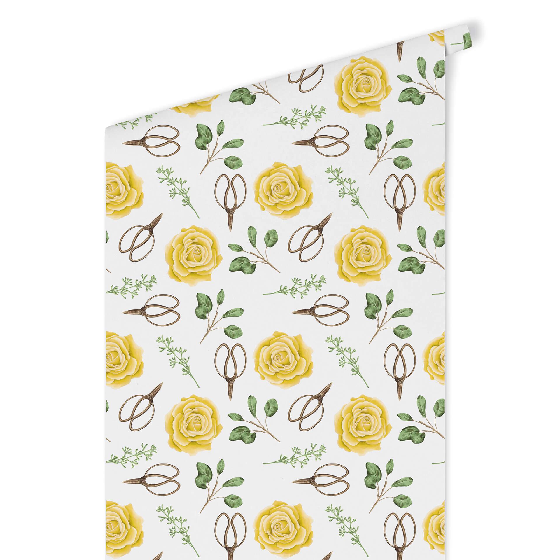 Patroonbehang – Aquarel Bloemen 04 – geel