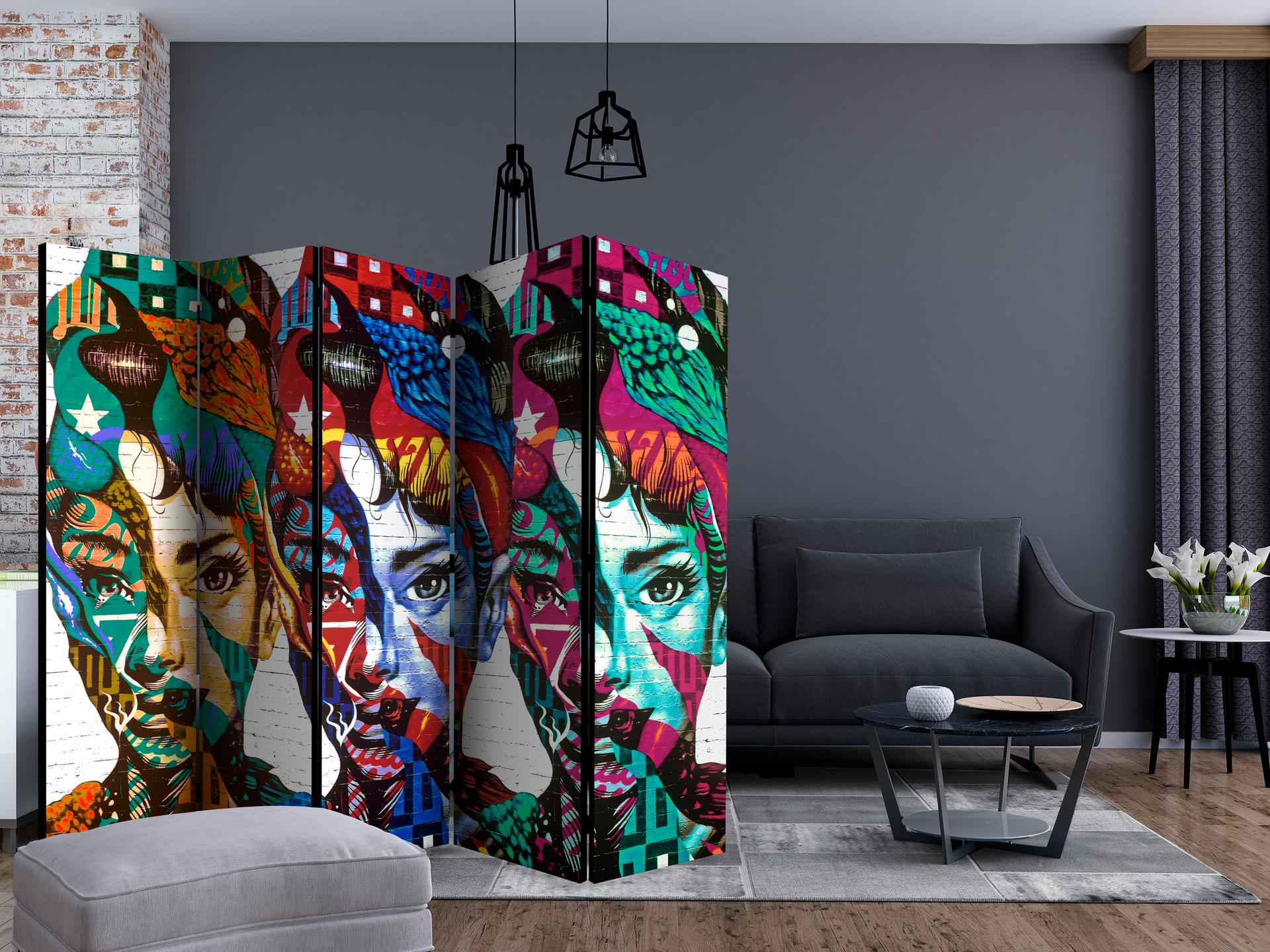 Divisorio - Facce colorate , 5 pezzi - 225x172 cm