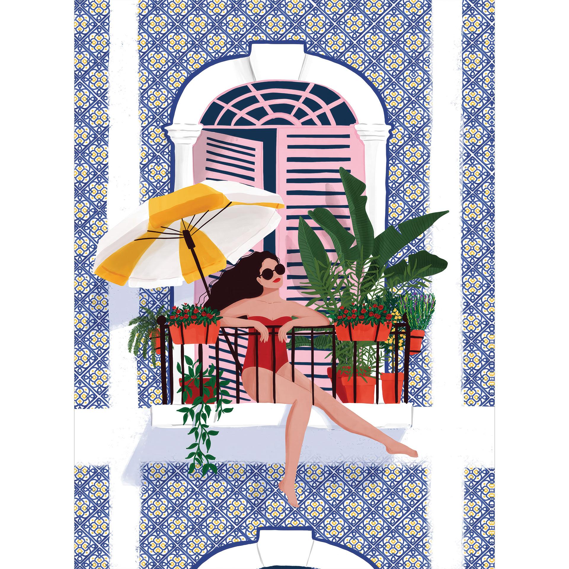 Vakantie op het balkon Fotobehang - Tomljanovic