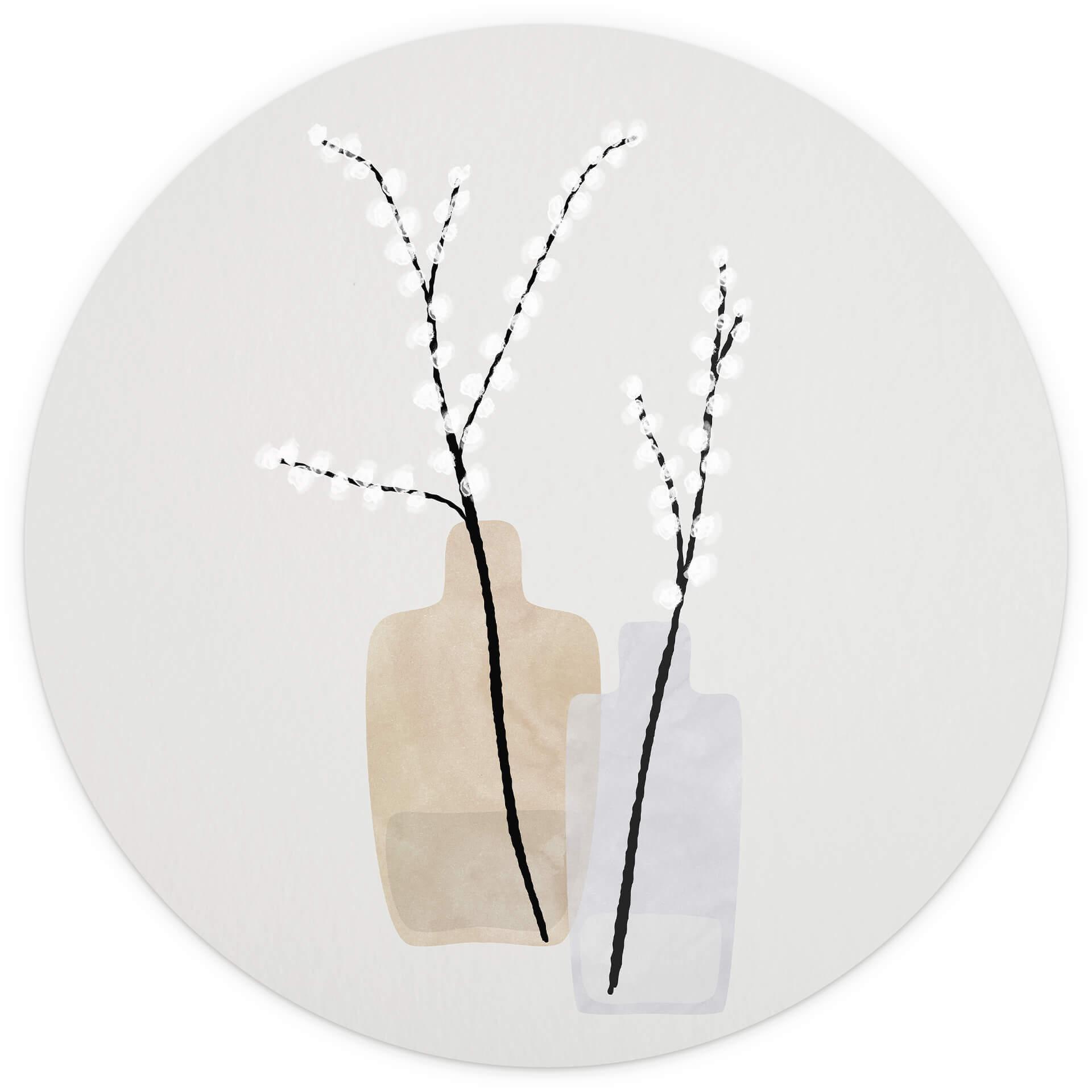 Behangcirkel Blursbyai - Lonely Flowers - vliesbehang/zelfklevend vliesbehang