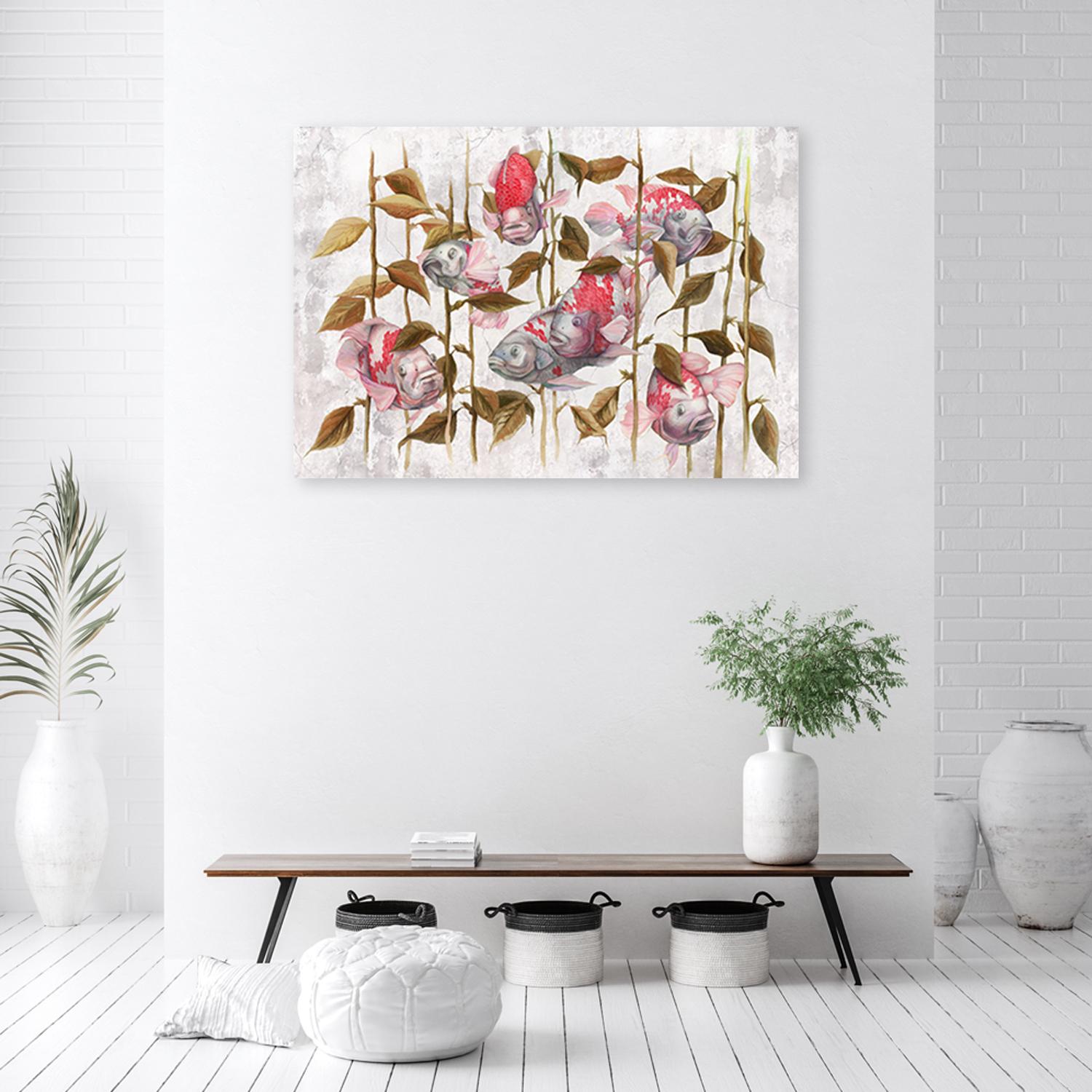 Canvasbillede, farverig koi karpe