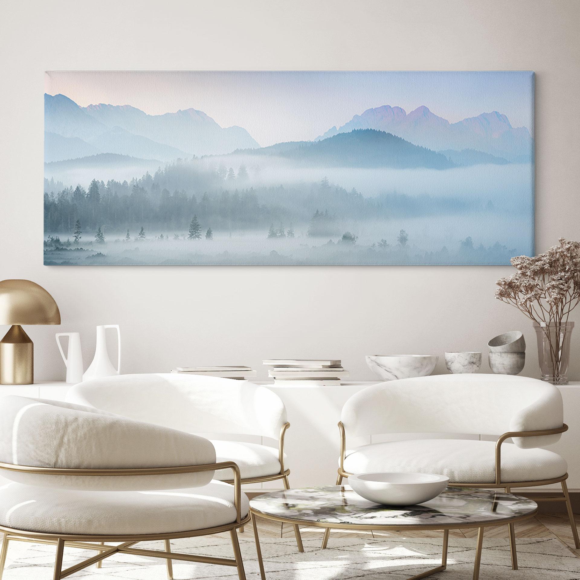 Canvasbillede Tåget skovlandskab om efteråret - Eisenmann - Panorama