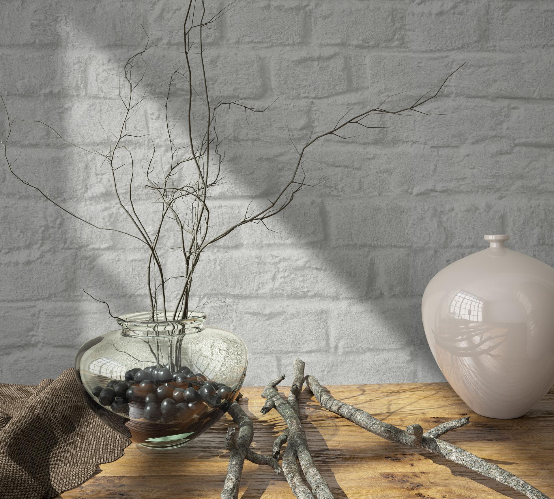 vliesbehang in 3D steenlook grijs steenlook