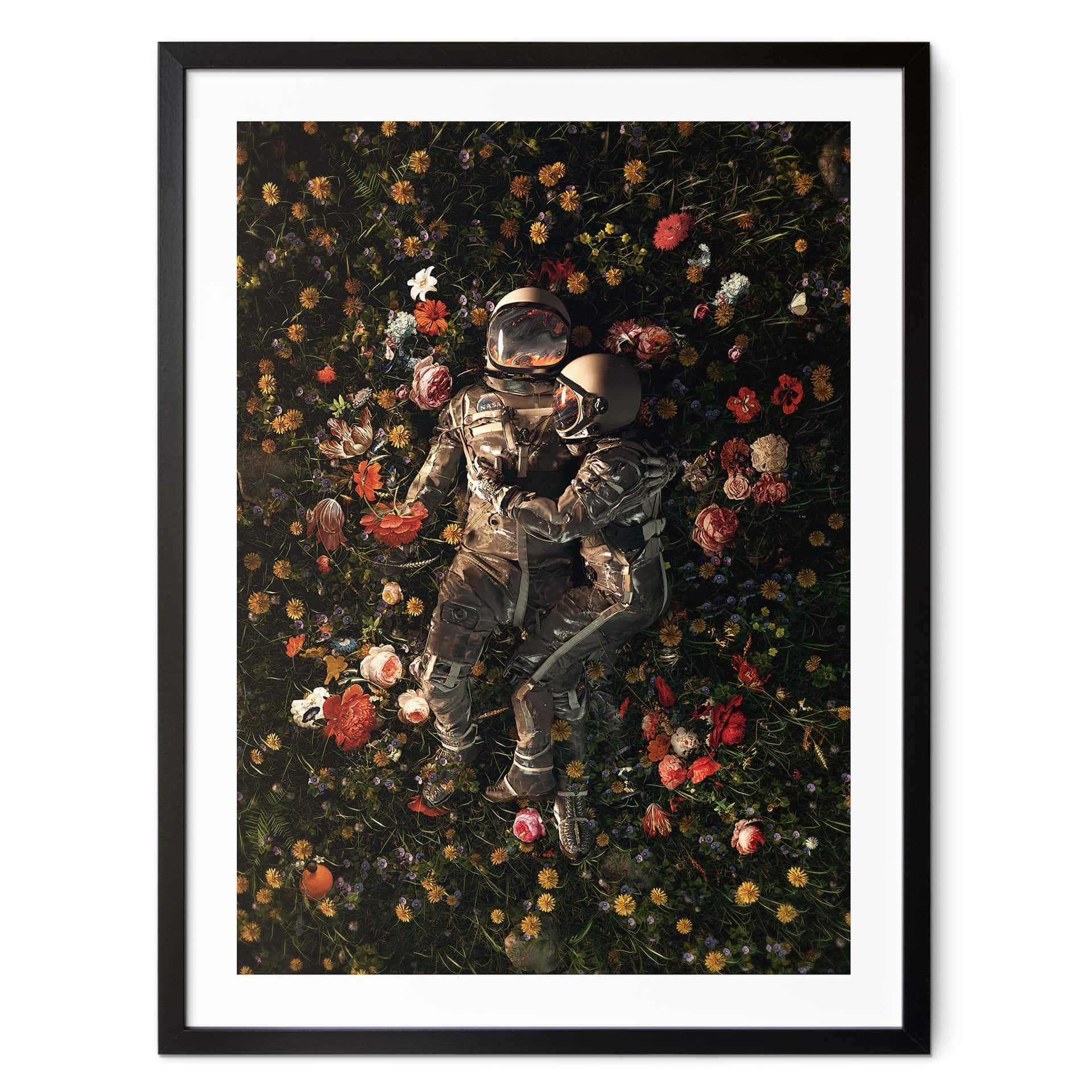 Astronauter på en blomsteräng poster - Nicebleed