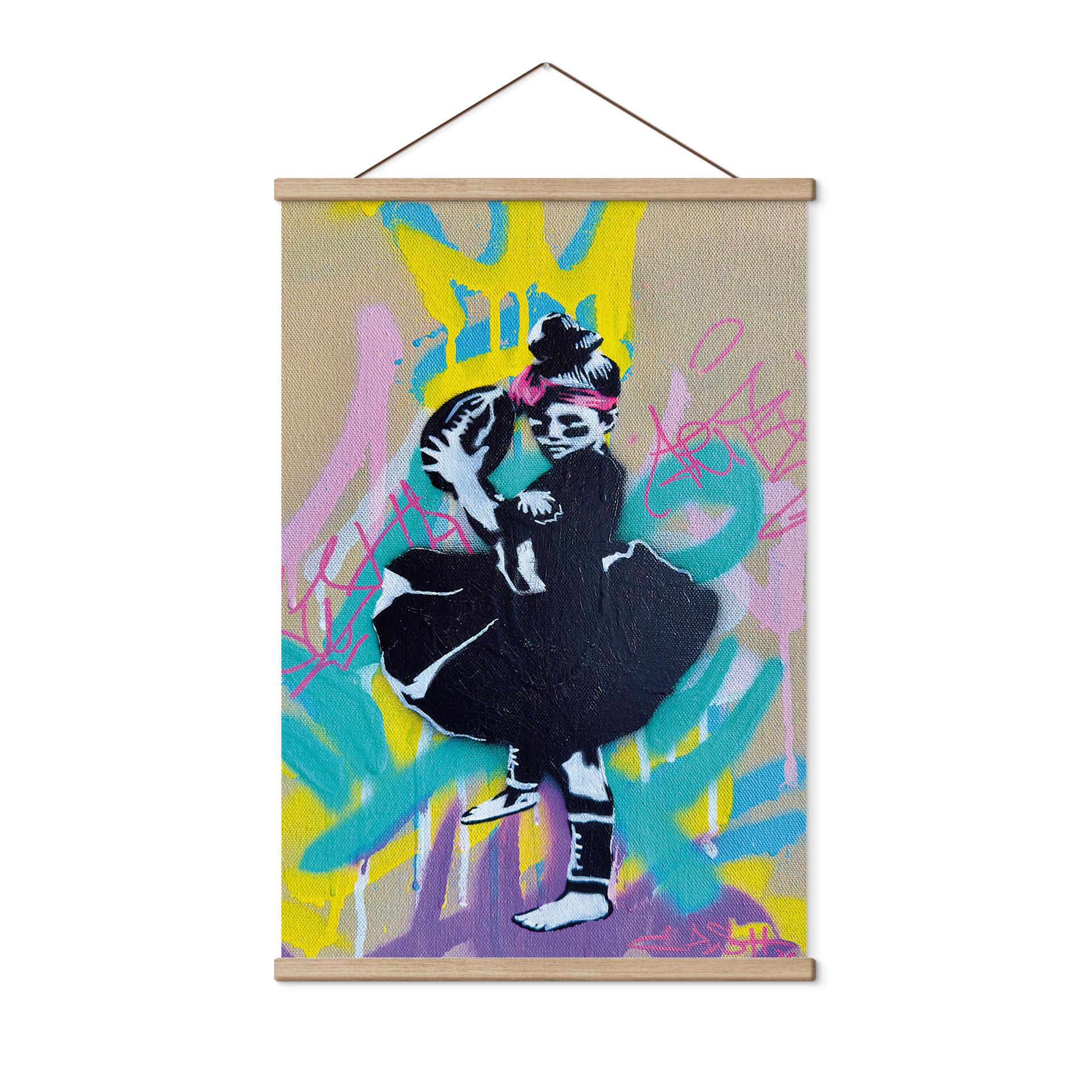 Stoffbild Ballerina mit Football Graffiti - Habib