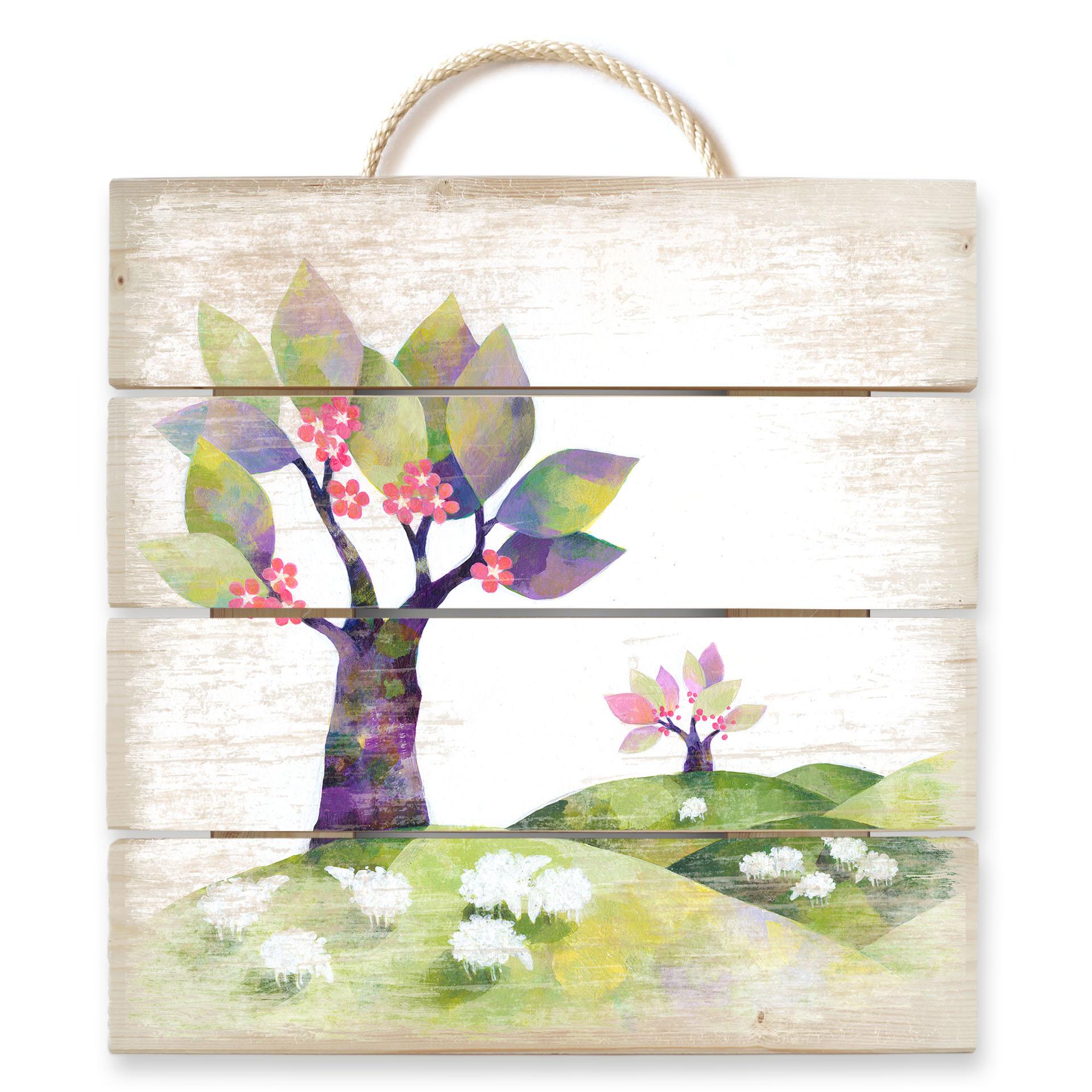 Cuadro de madera Blanz - Prado de ovejas - 40x41,5 cm