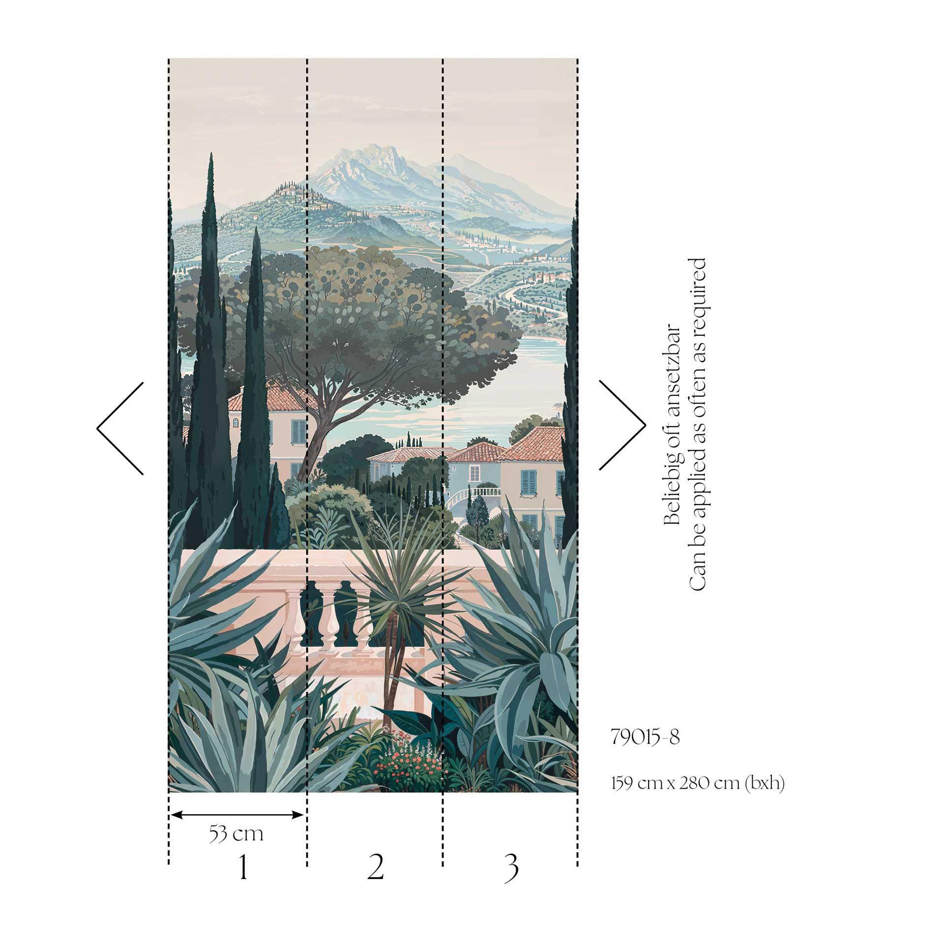Toscane landschap blauw groen - mediterraan Vliesbehang - uittrekbaar