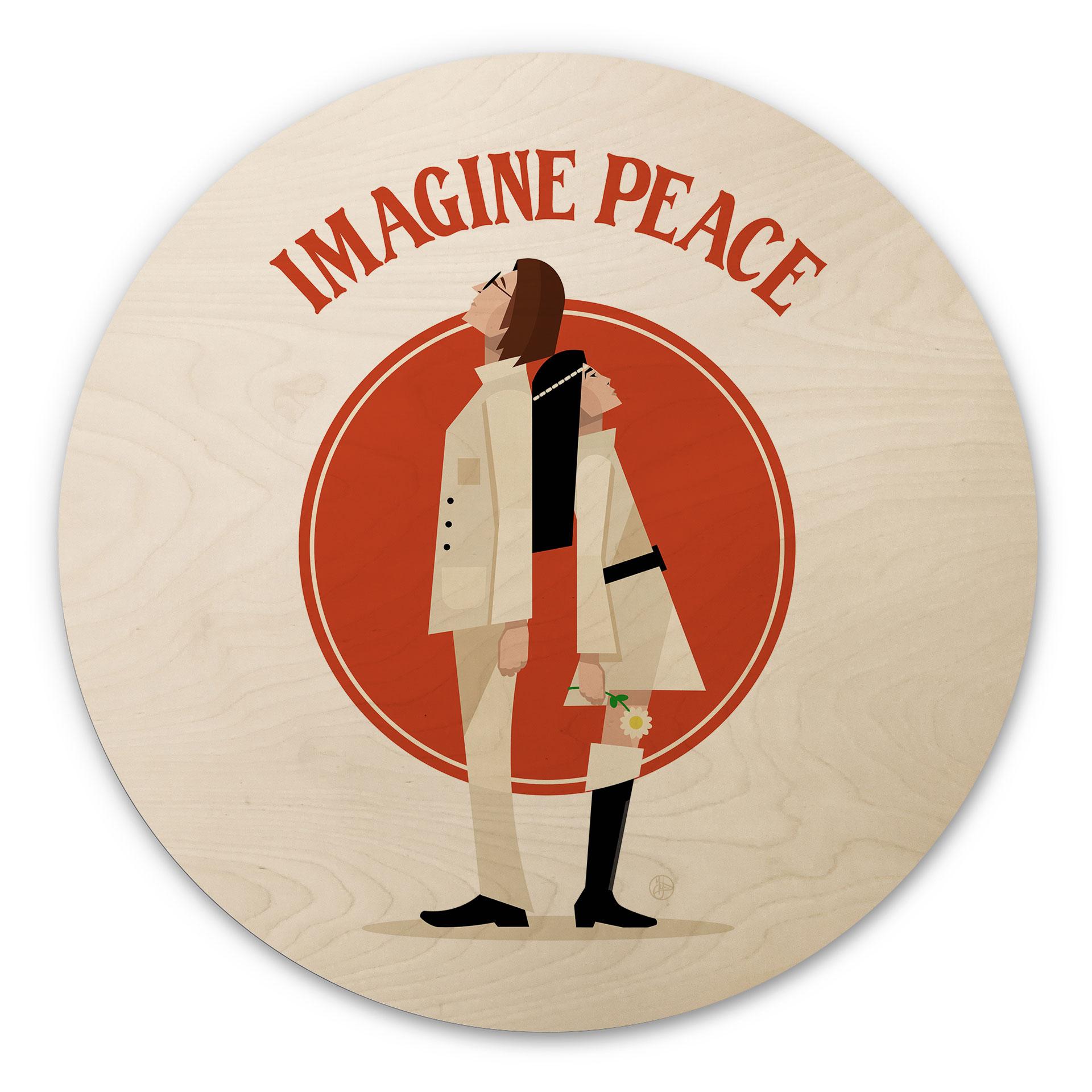 Billede af træ Imagine Peace - To for fred og håb - Retrodrome - Rund