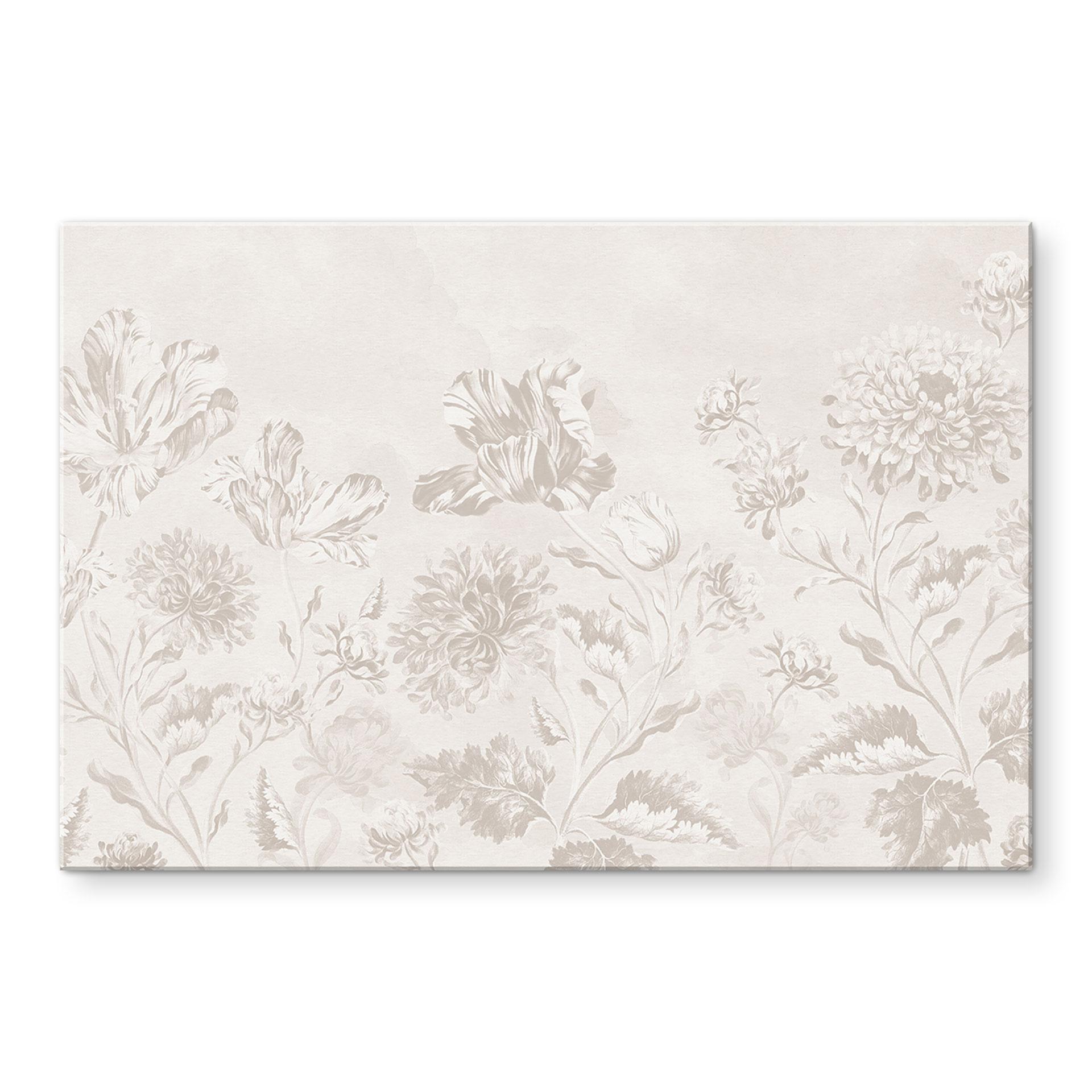 Billede af vilde blomster i kridtlook Greige - Bloomery Decor – print på aluminium (Alu-Dibond)