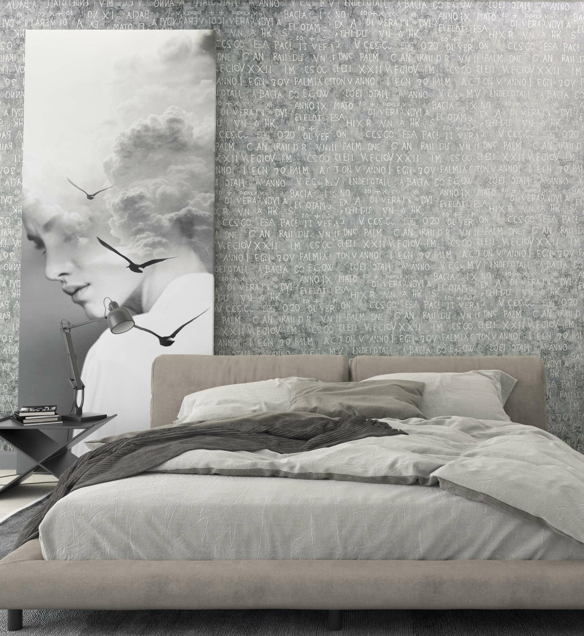 grafisch behang, vliesbehang Novamur Jackie grijs