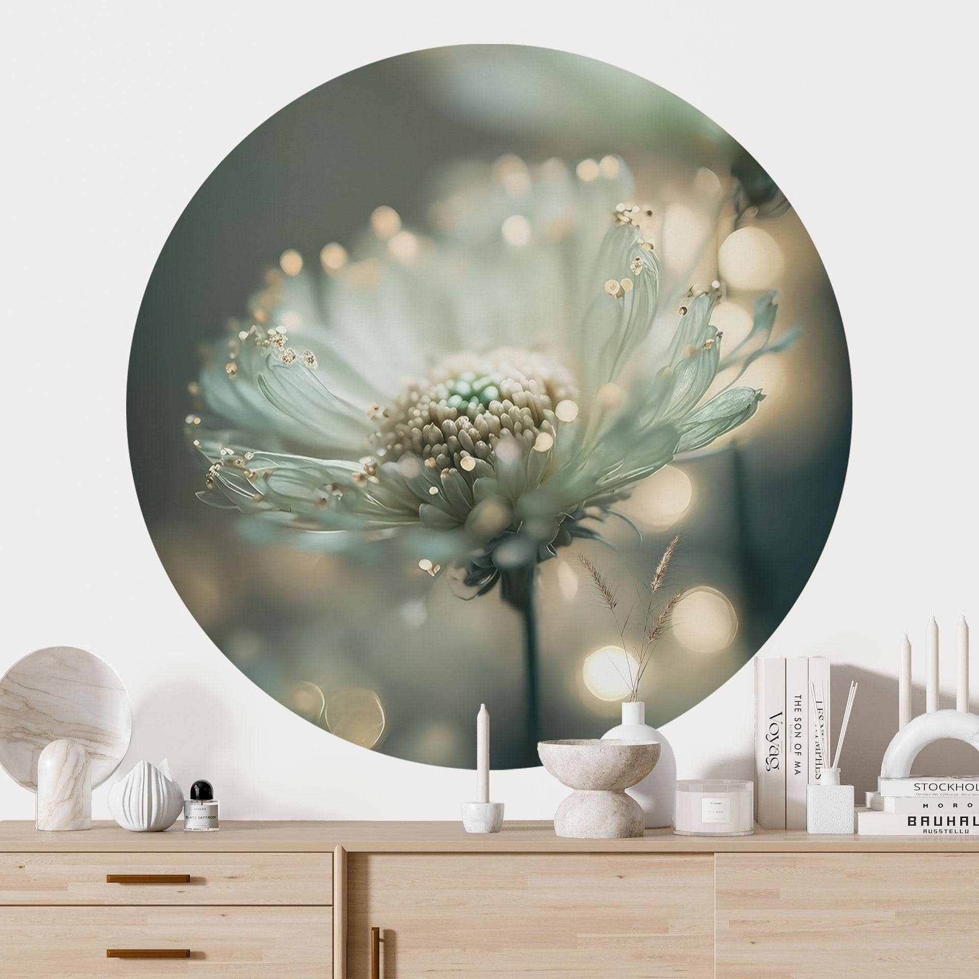 Delikat glitrende blomster Wallsticker - Treechild - Rund