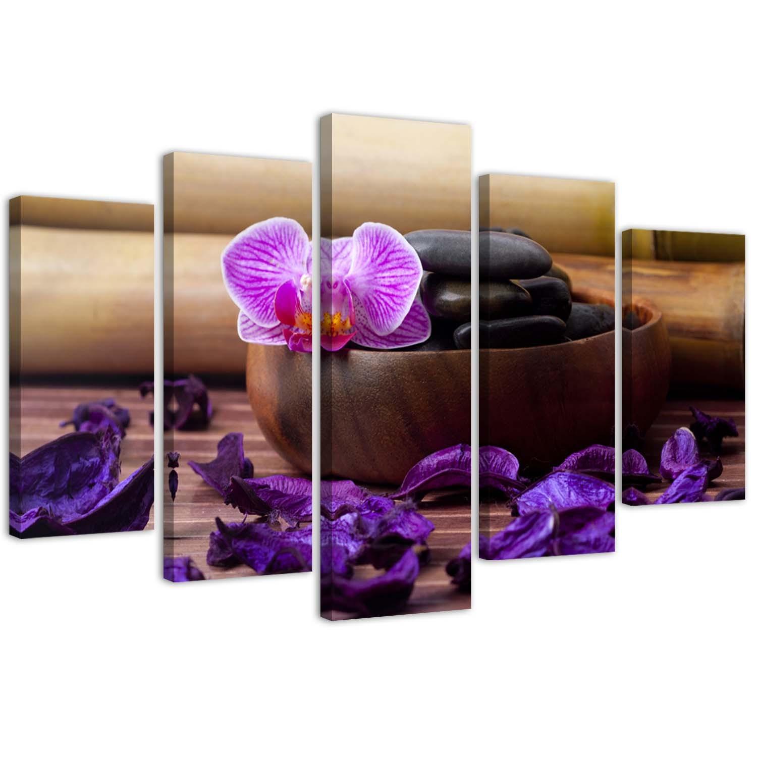 5 stykke lærredsprint Orchid Zen Spa Stones
