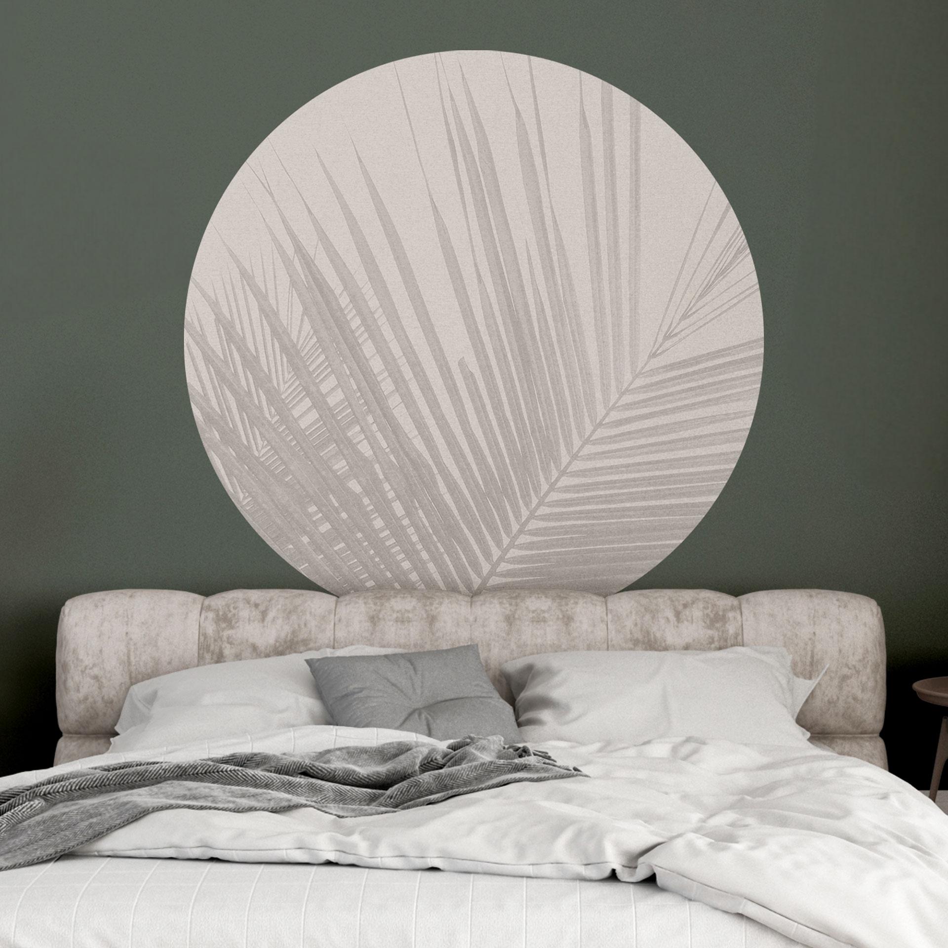 Wallsticker med palmeblade i hørlook - Bloomery Decor - Rund