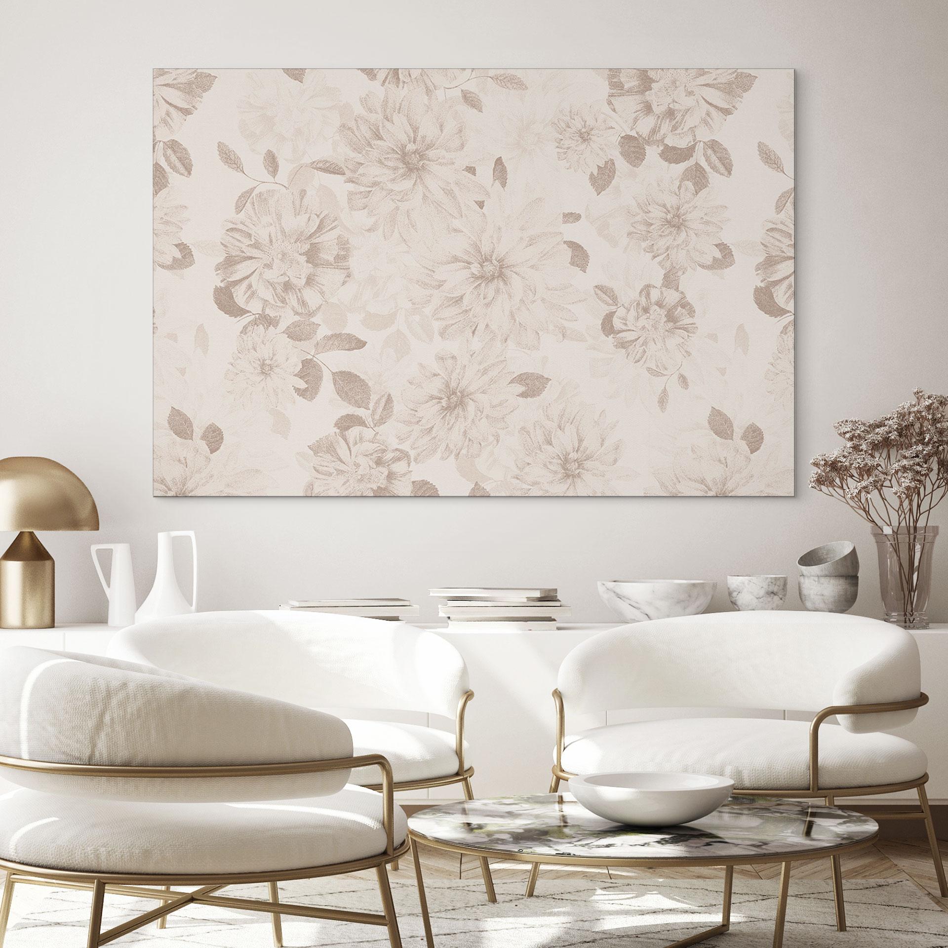 Billede af Dahliaer Shabby Chic Beige - Bloomery Decor – print på aluminium (Alu-Dibond)