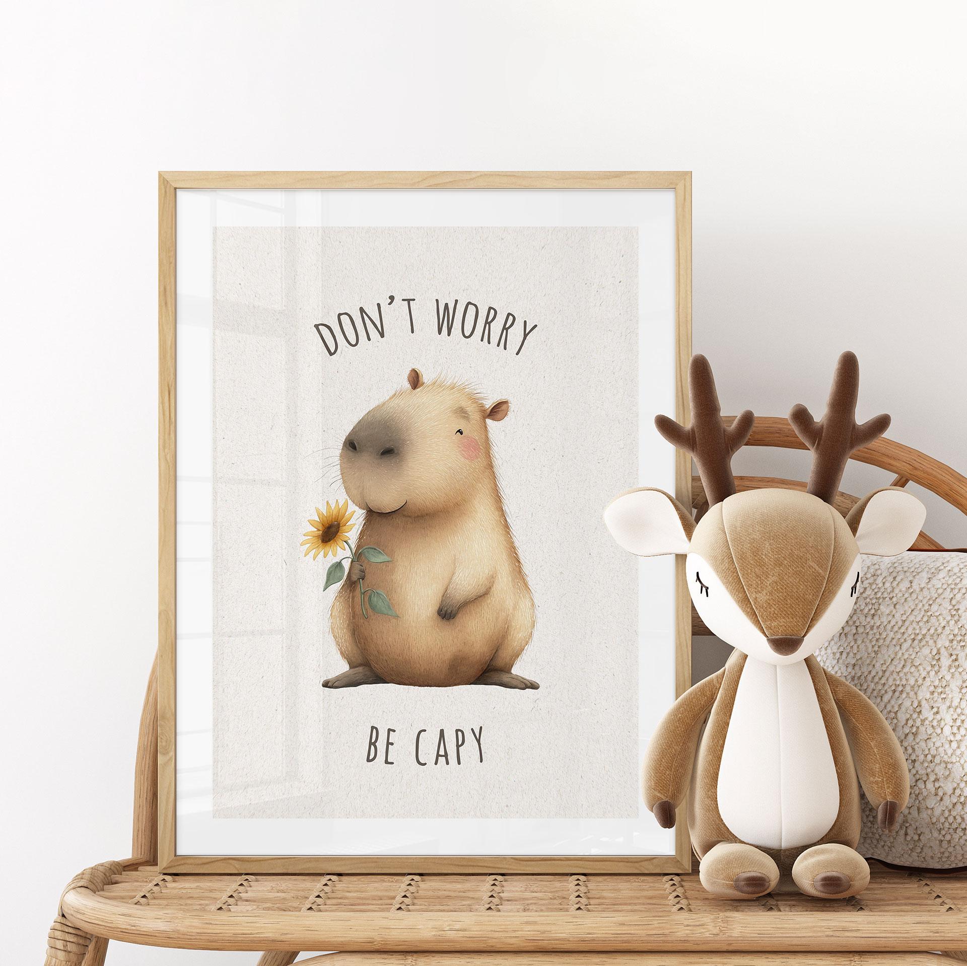 Plakat Capybara - Don't worry be capy