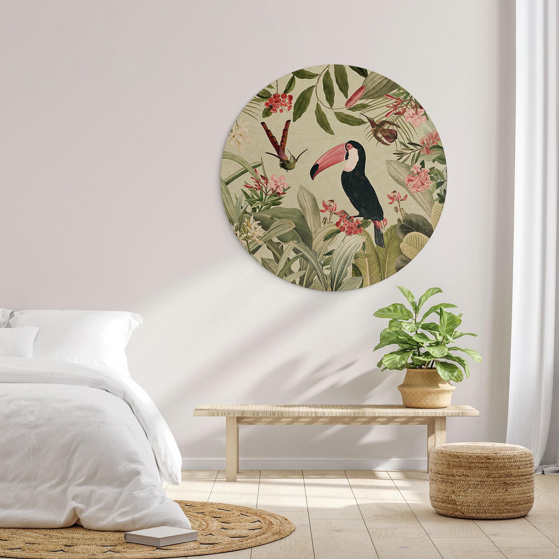 Væg cirkel træ Tukan i et jungleparadis - UN Designs
