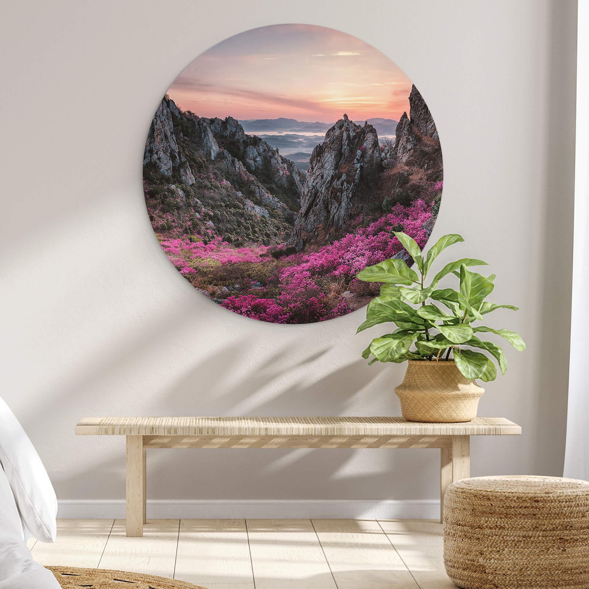 Wandcirkel Seo Rotsachtig Landschap bij zonsondergang