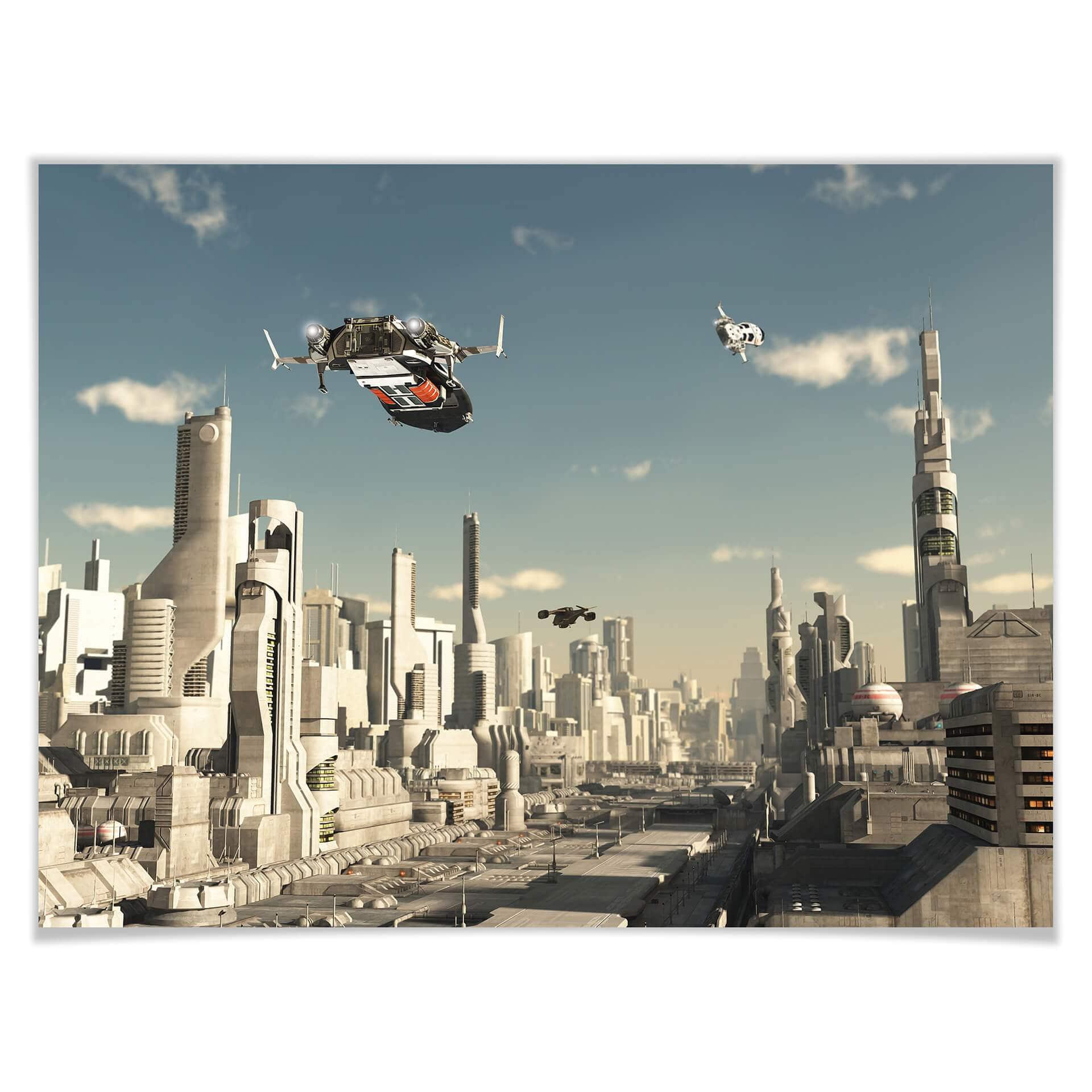 Plakat - 3D Sci-Fi landing i byen