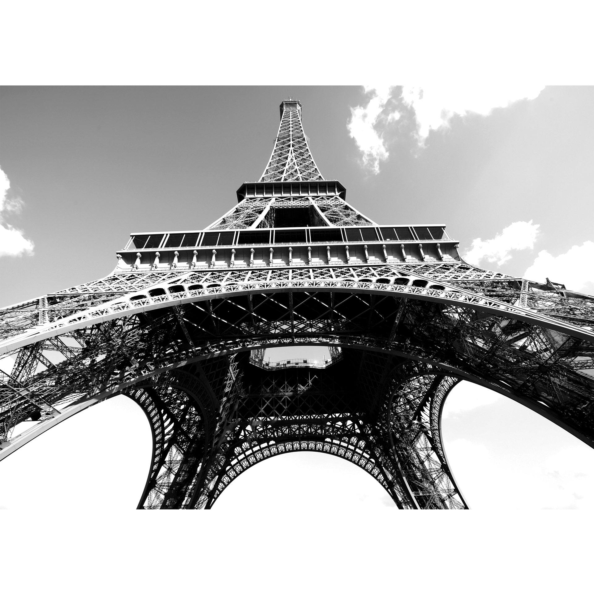 Fotobehang Eiffeltoren Perspectief - zwart wit